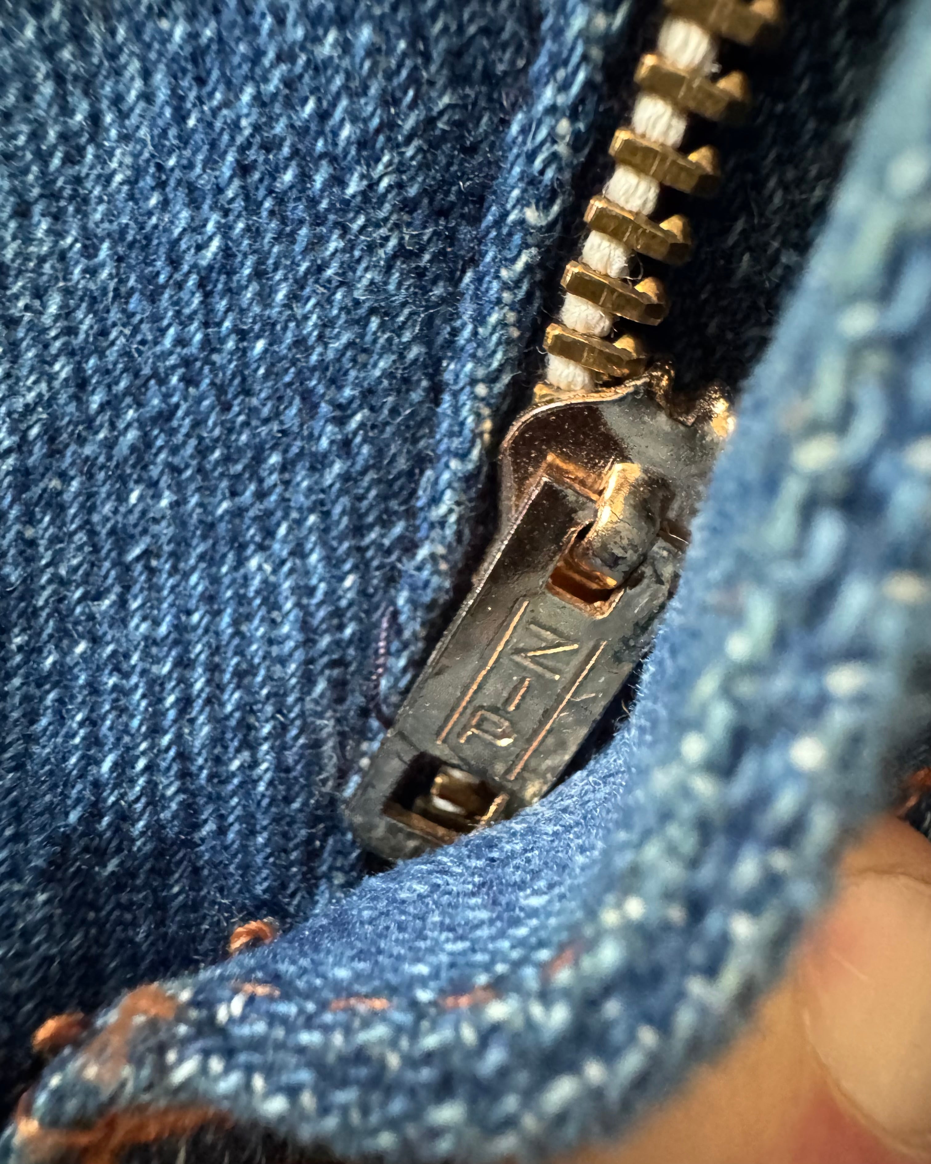 Vintage 1970s/60s denim flares with leather paneling