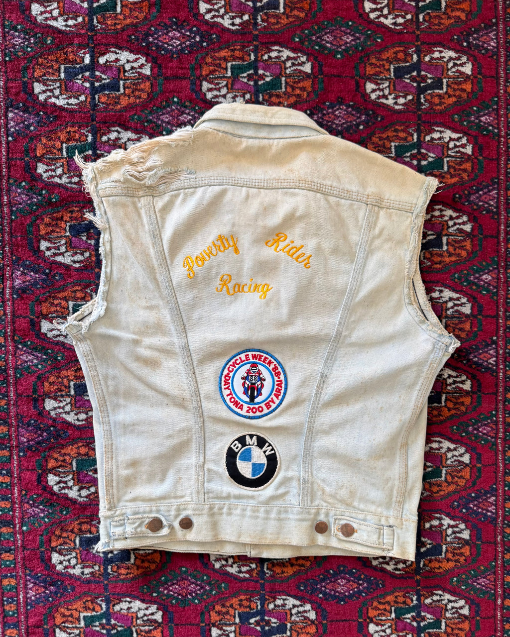 1980s distressed wrangler biker vest