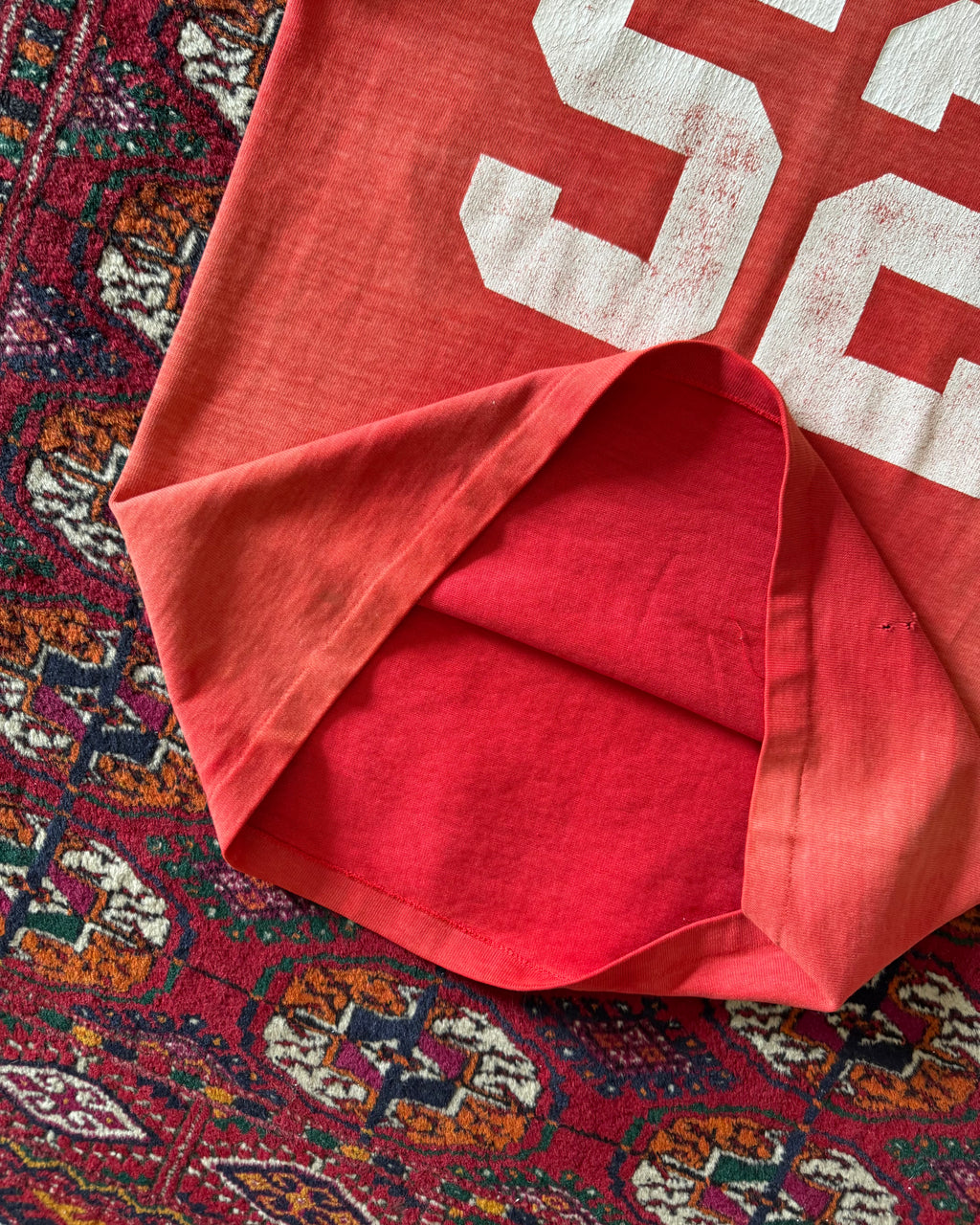 Vintage 1960s perfectly faded “bison 52“ red cotton jersey ￼