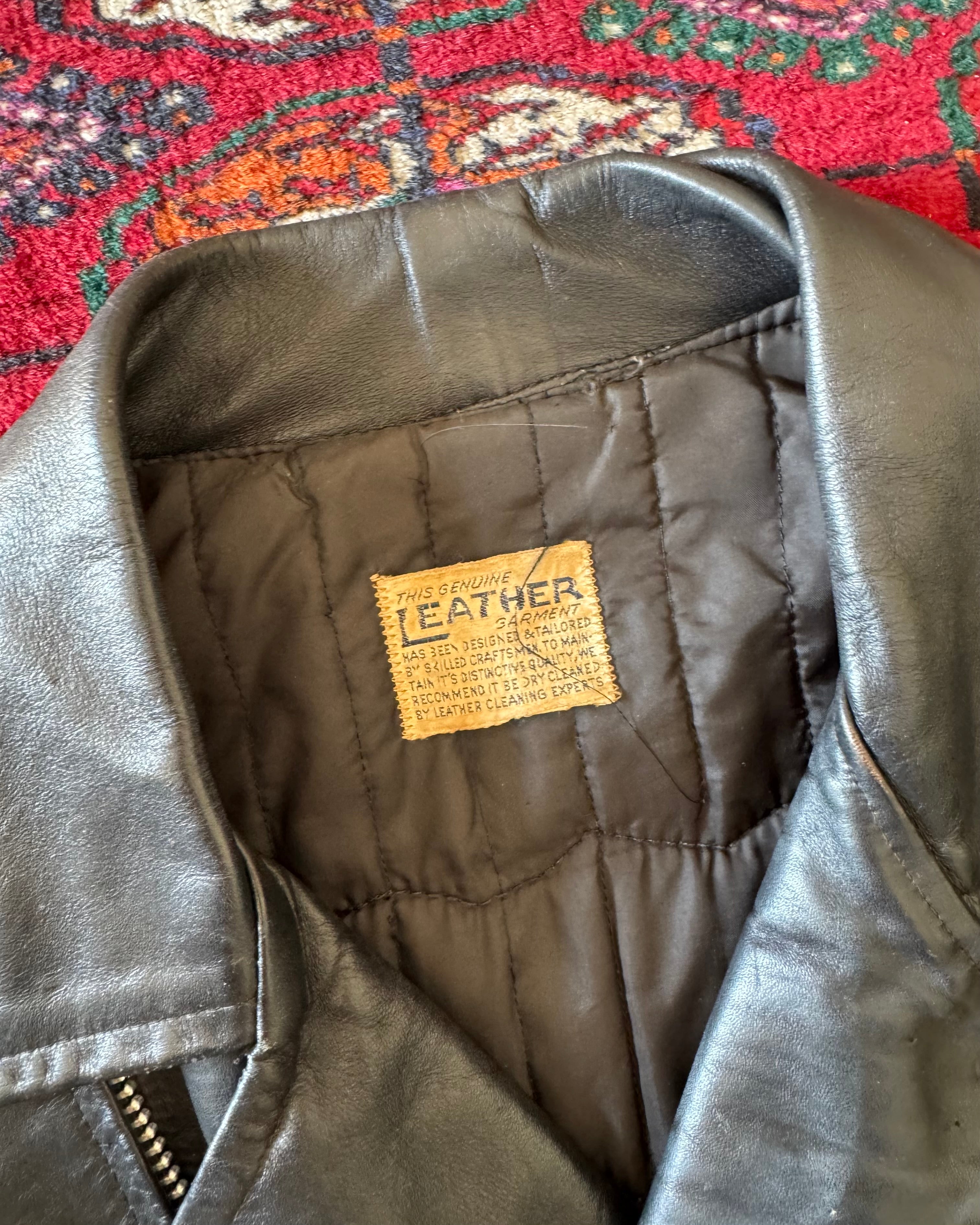 Vintage 1970s/60s genuine leather Yamaha riding jacket￼