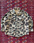 1970s heavy camo distressed hunting shirt