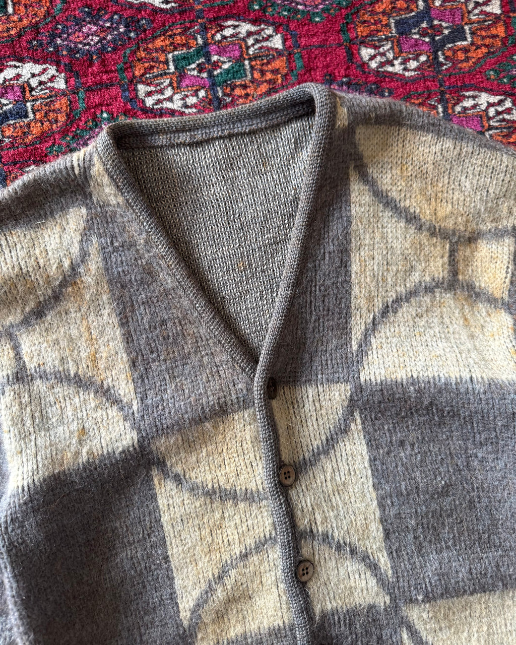 1960s blocked beat up mohair cardigan