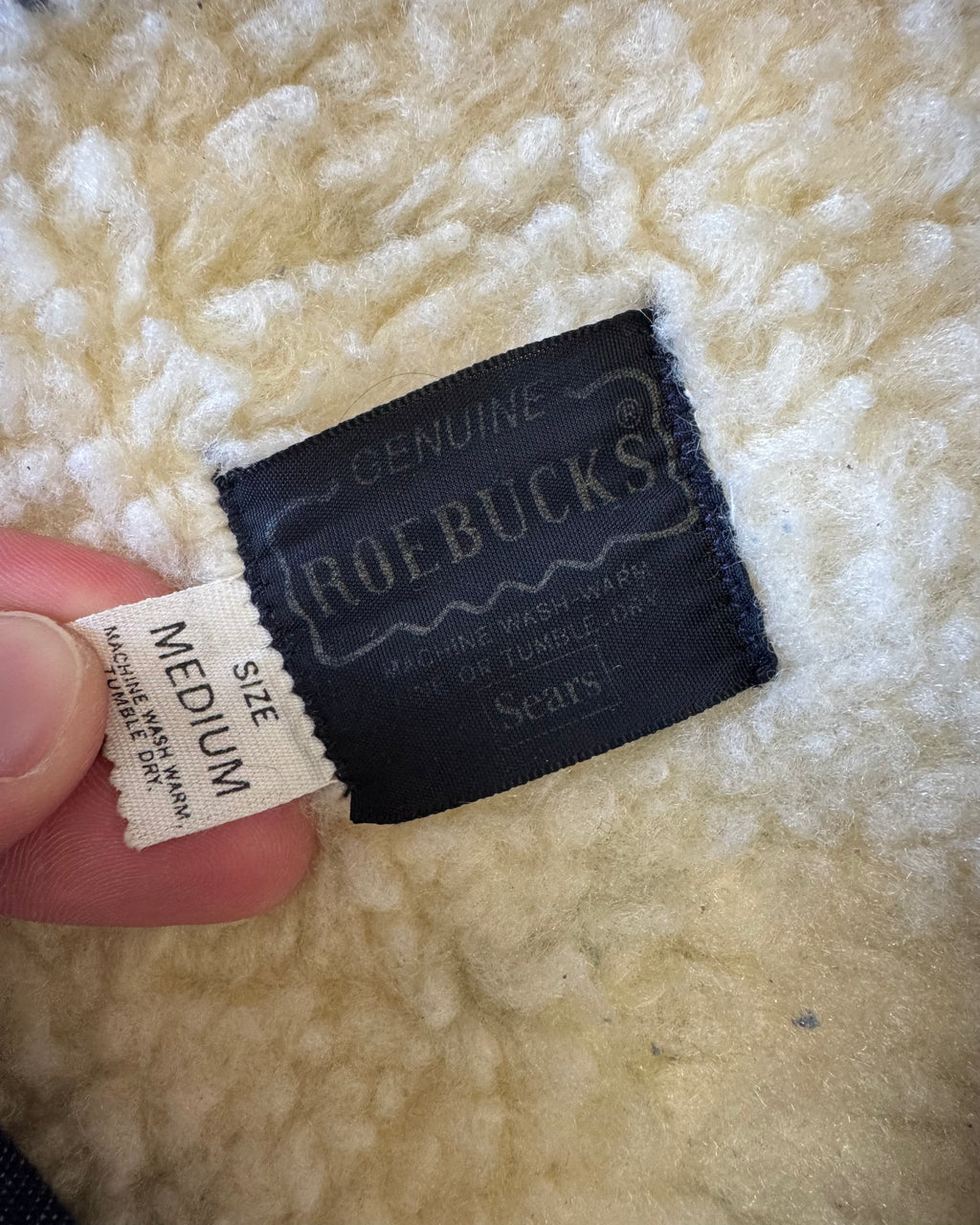 Vintage 1970s Roebucks denim Sherpa lined vest
