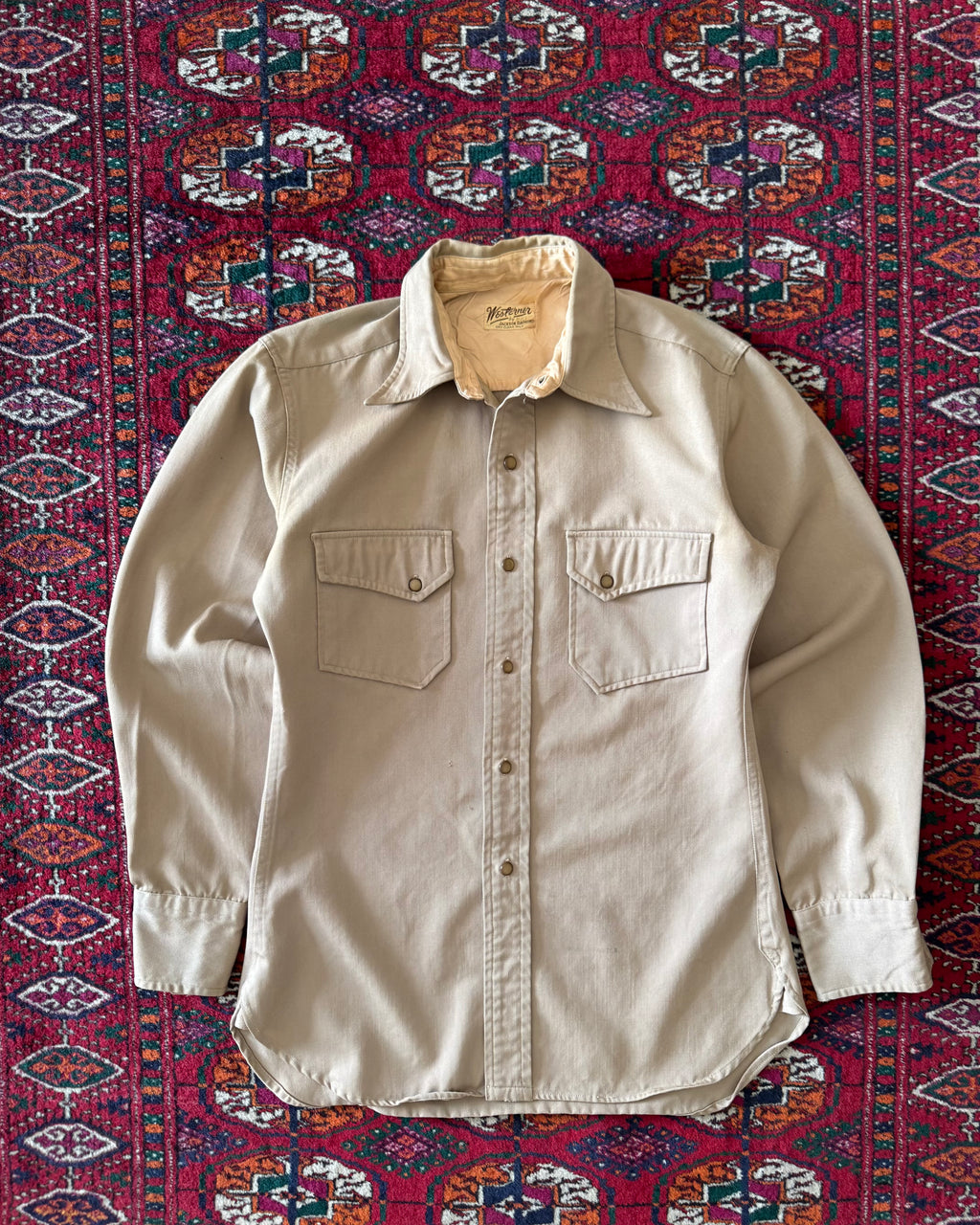 Vintage 1950s westerner beige button-down