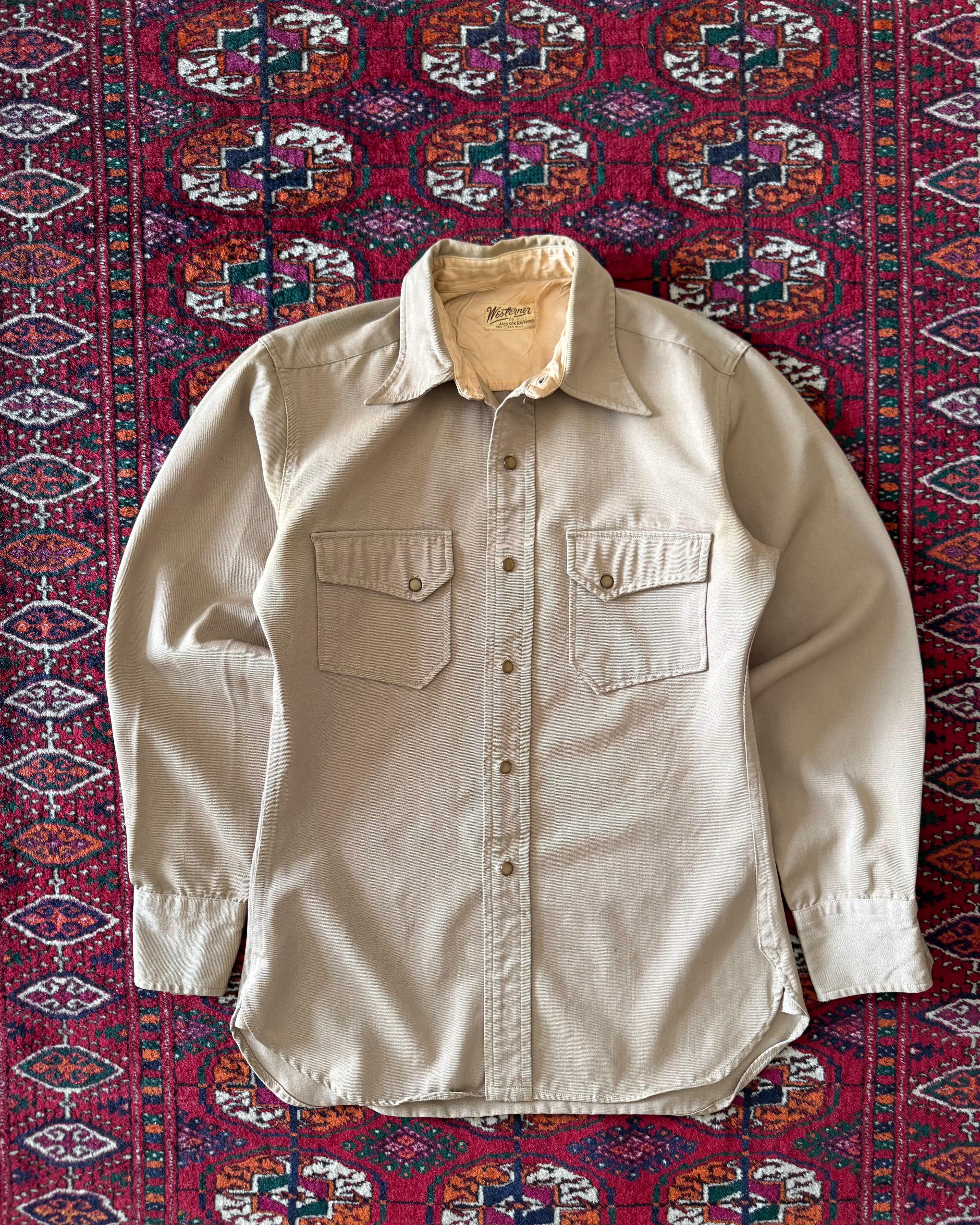 Vintage 1950s westerner beige button-down
