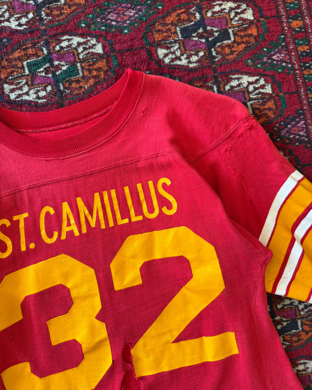 Vintage champion blue bar, faded distressed jersey