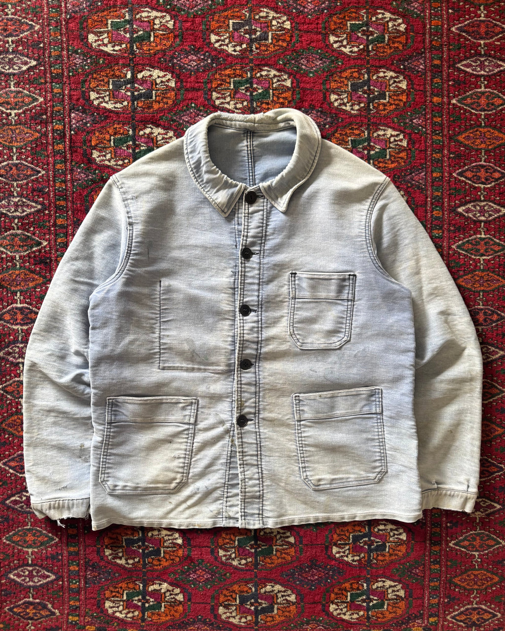 1940s Le Mont faded blue moleskin French chore jacket