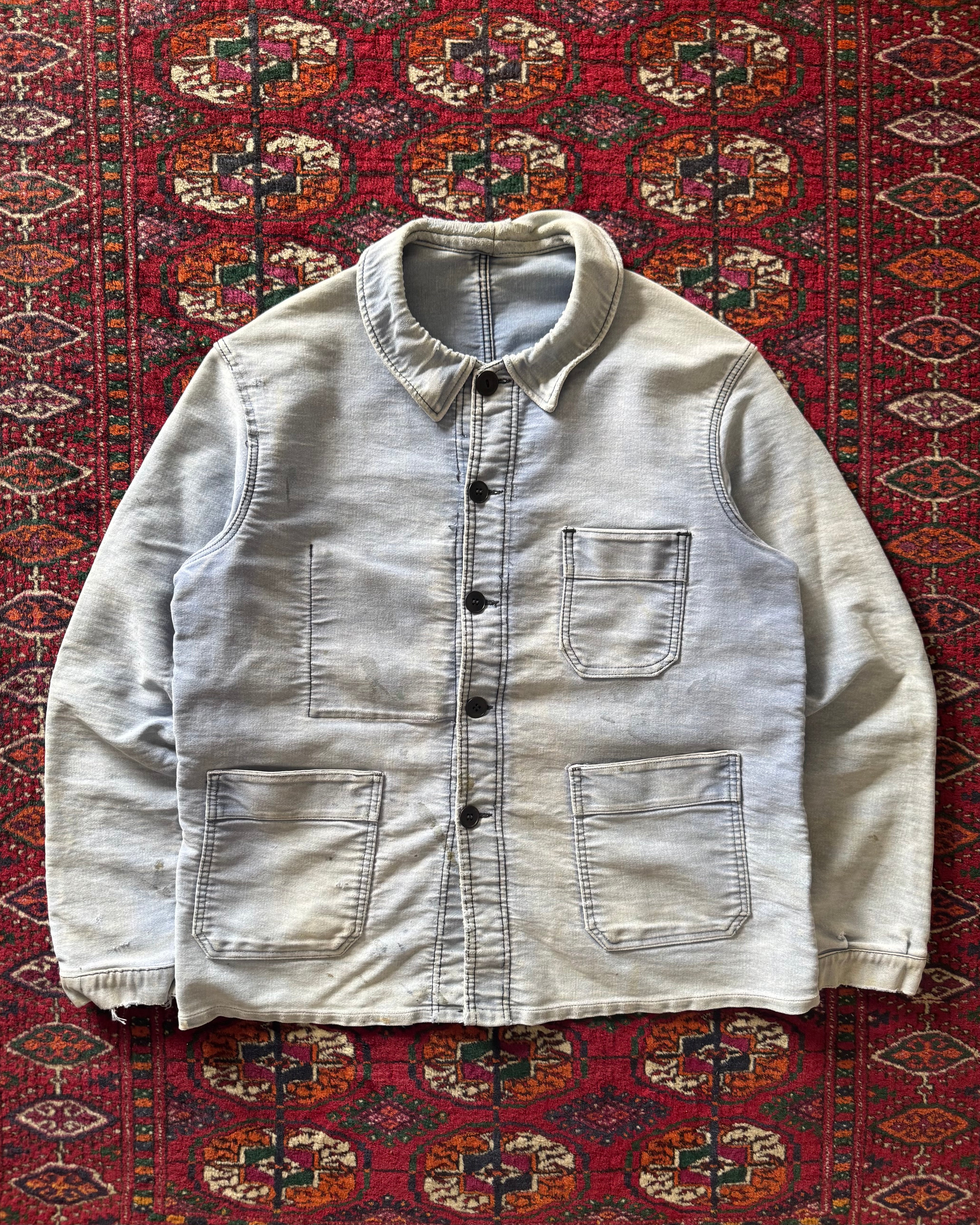 1940s Le Mont faded blue moleskin French chore jacket