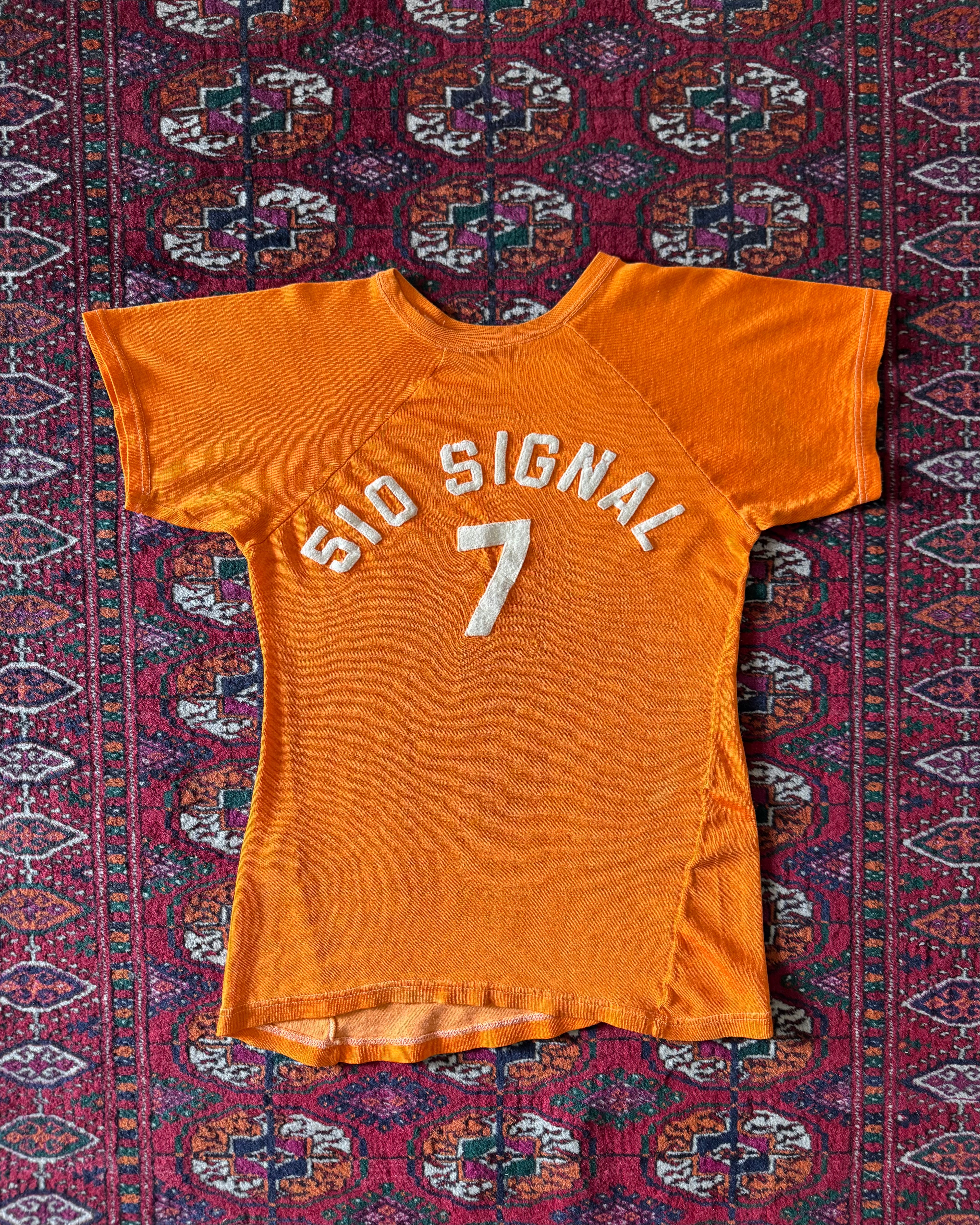 Vintage World War II 510th signal division orange athletic army base jersey