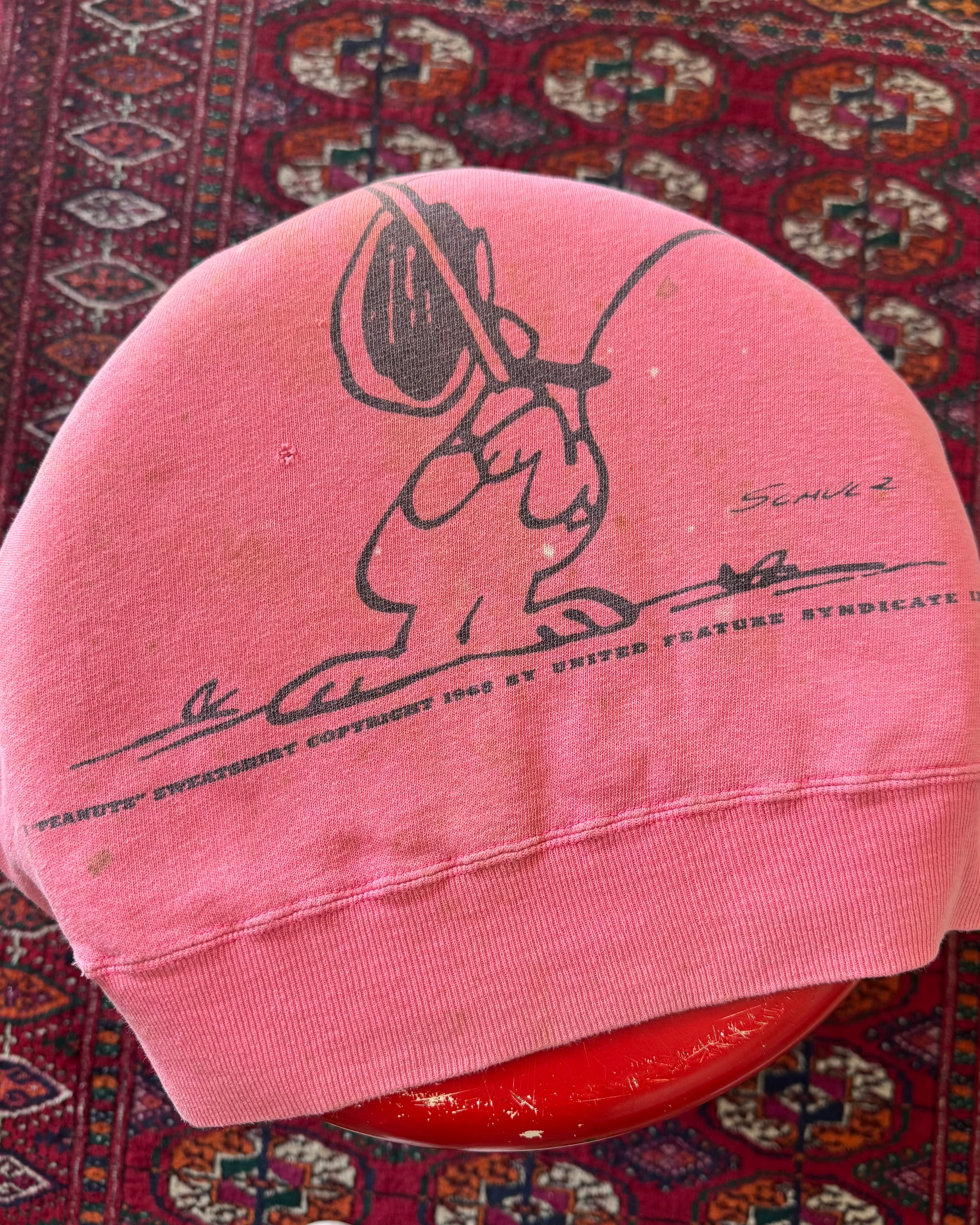 1960s Peanuts Snoopy for President pink faded sweatshirt