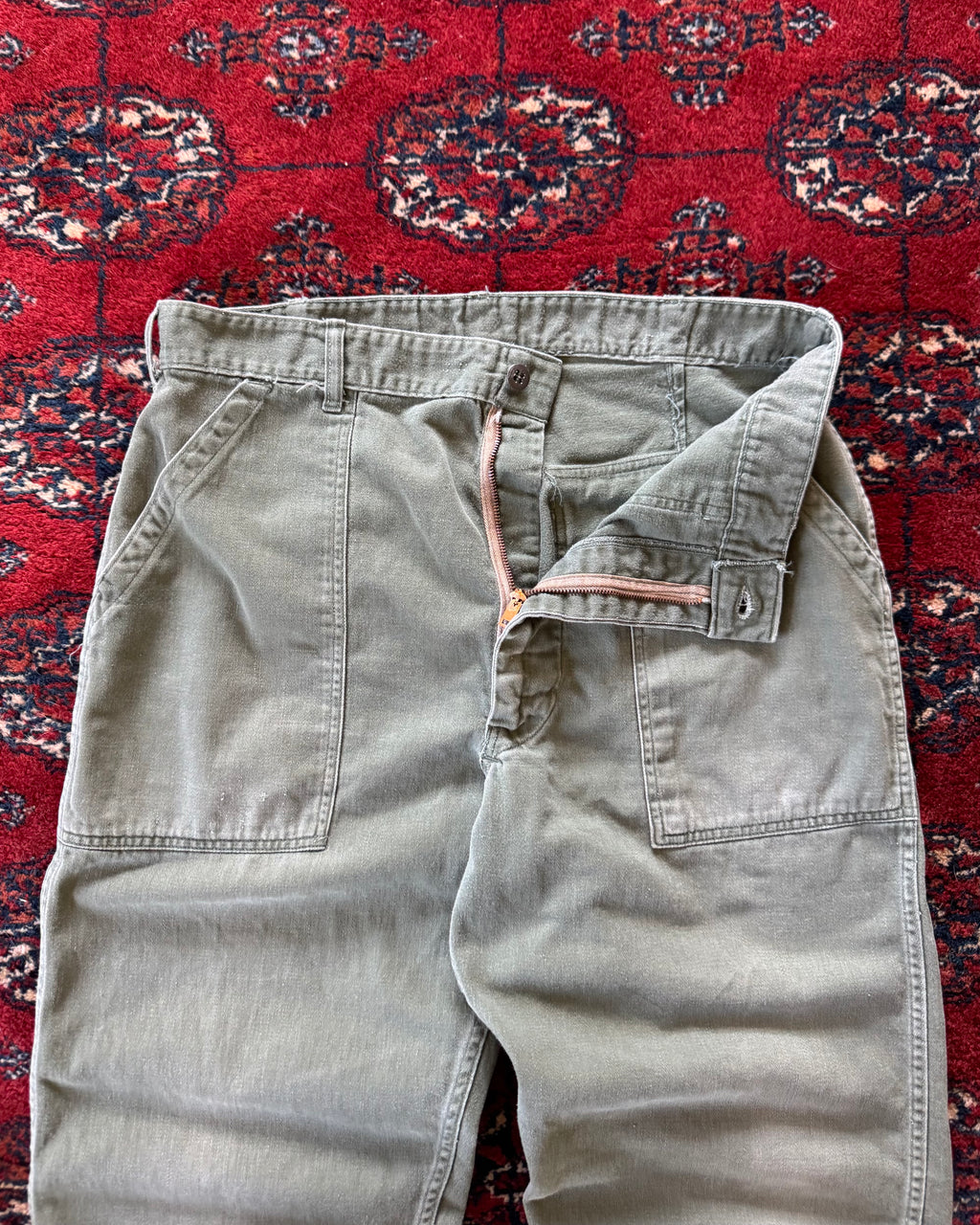 1970s zipper fly OG-107 fatigue pants
