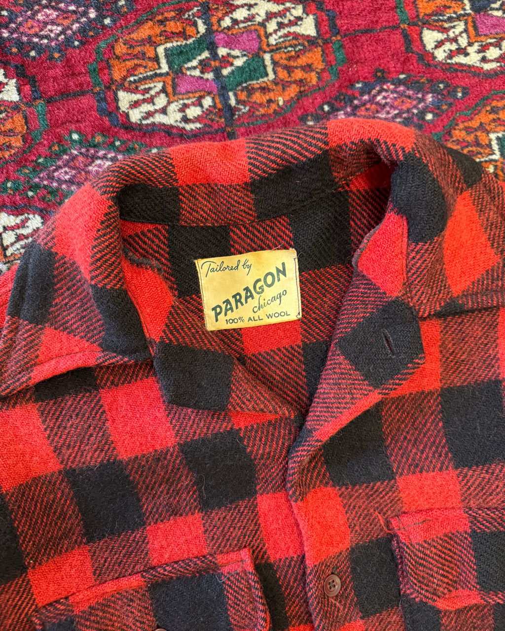 1960s Paragon 100% wool red flannel