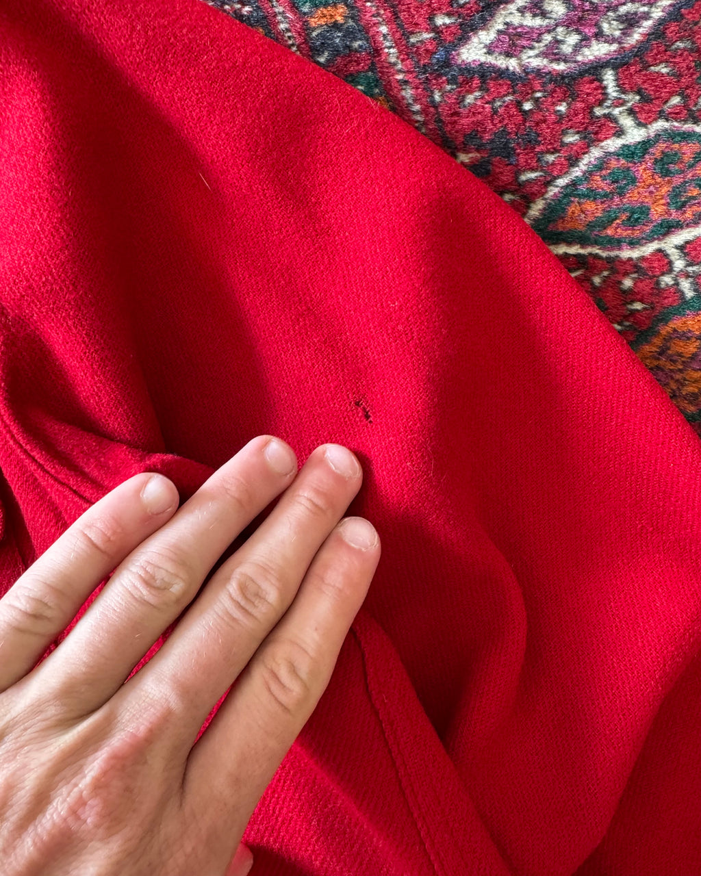 1950s Universal red wool dagger collared button down