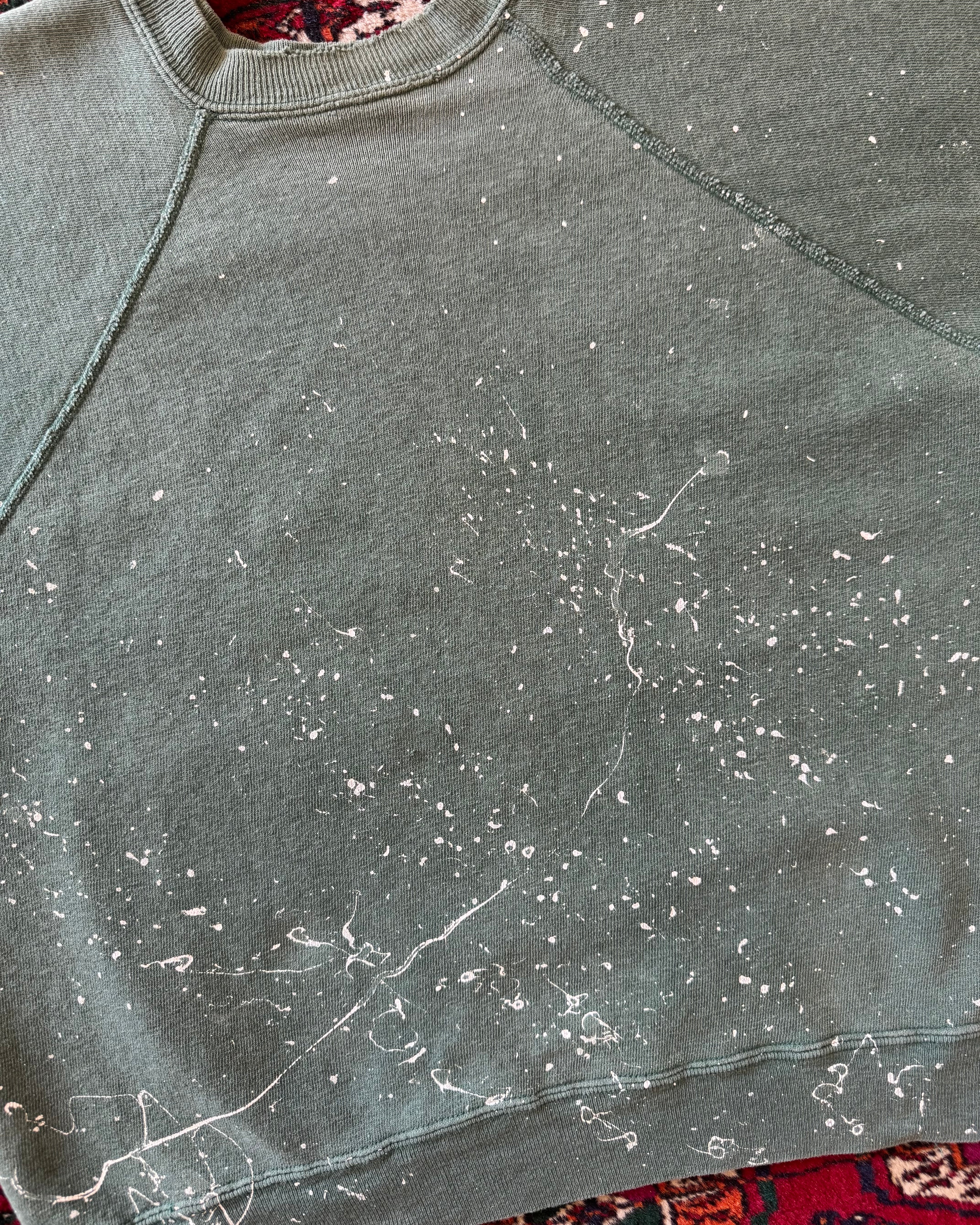 Vintage 1960s Spruce faded green paint splatter sweatshirt