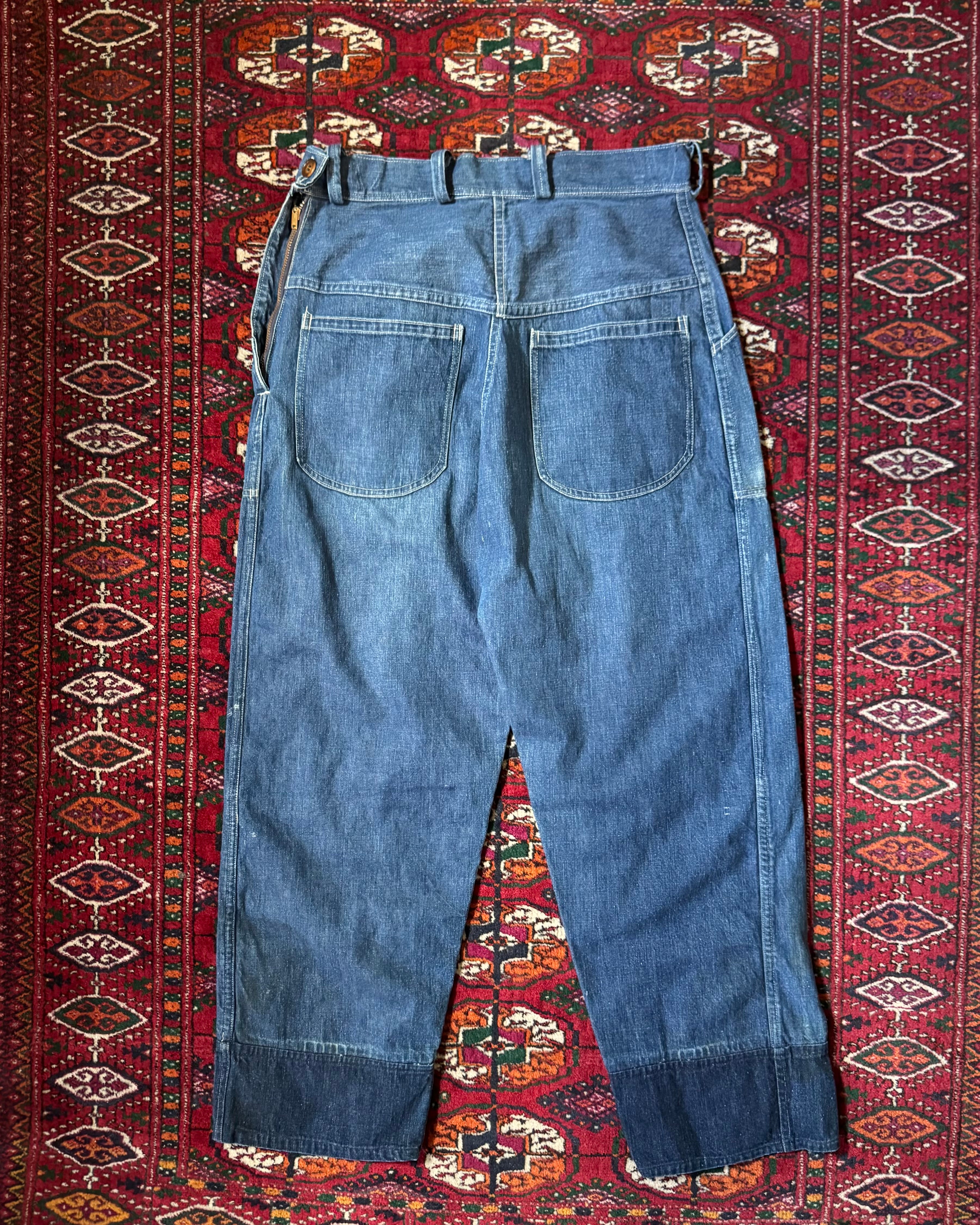 Vintage 1950s side zip dark wash work jeans