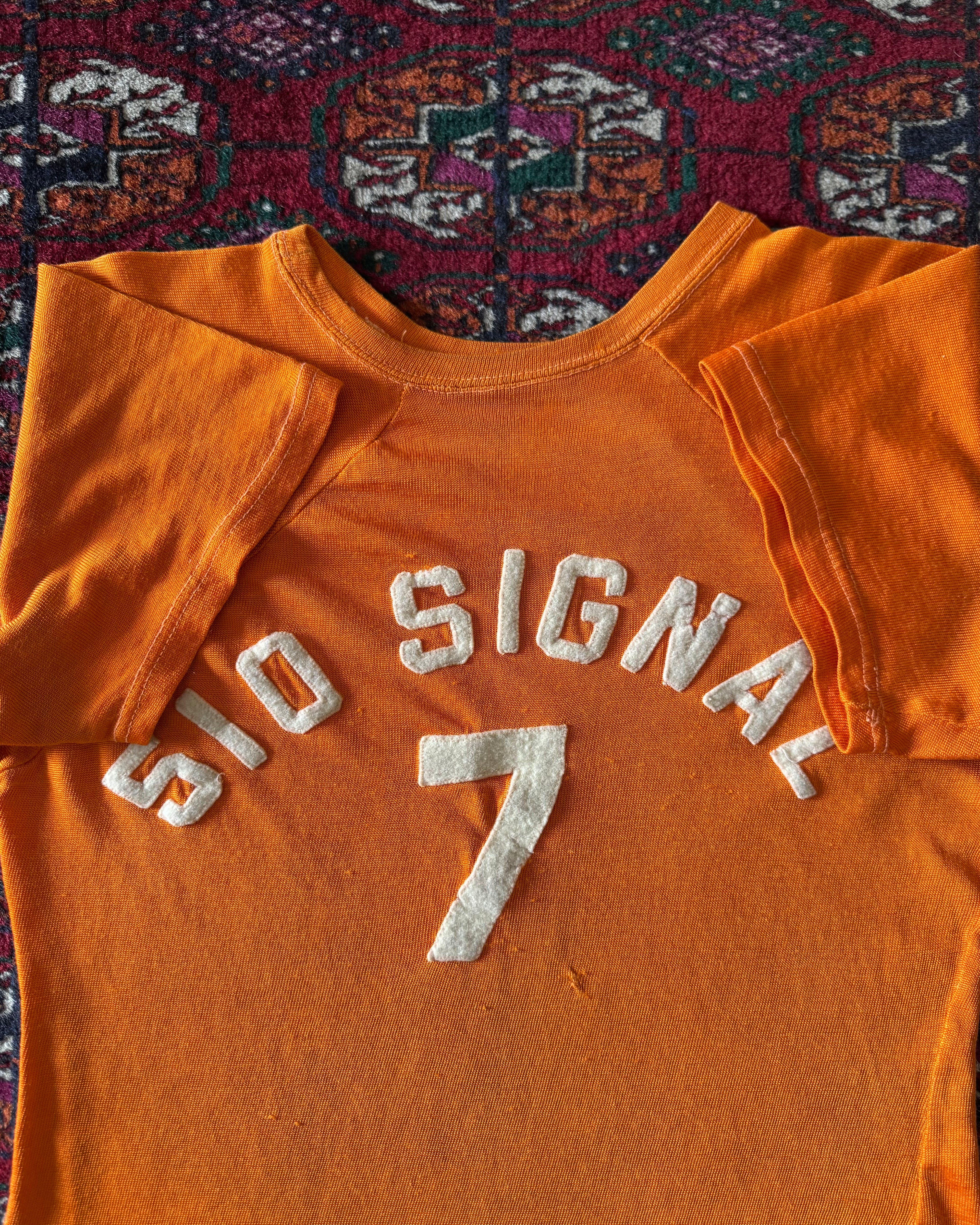 Vintage World War II 510th signal division orange athletic army base jersey