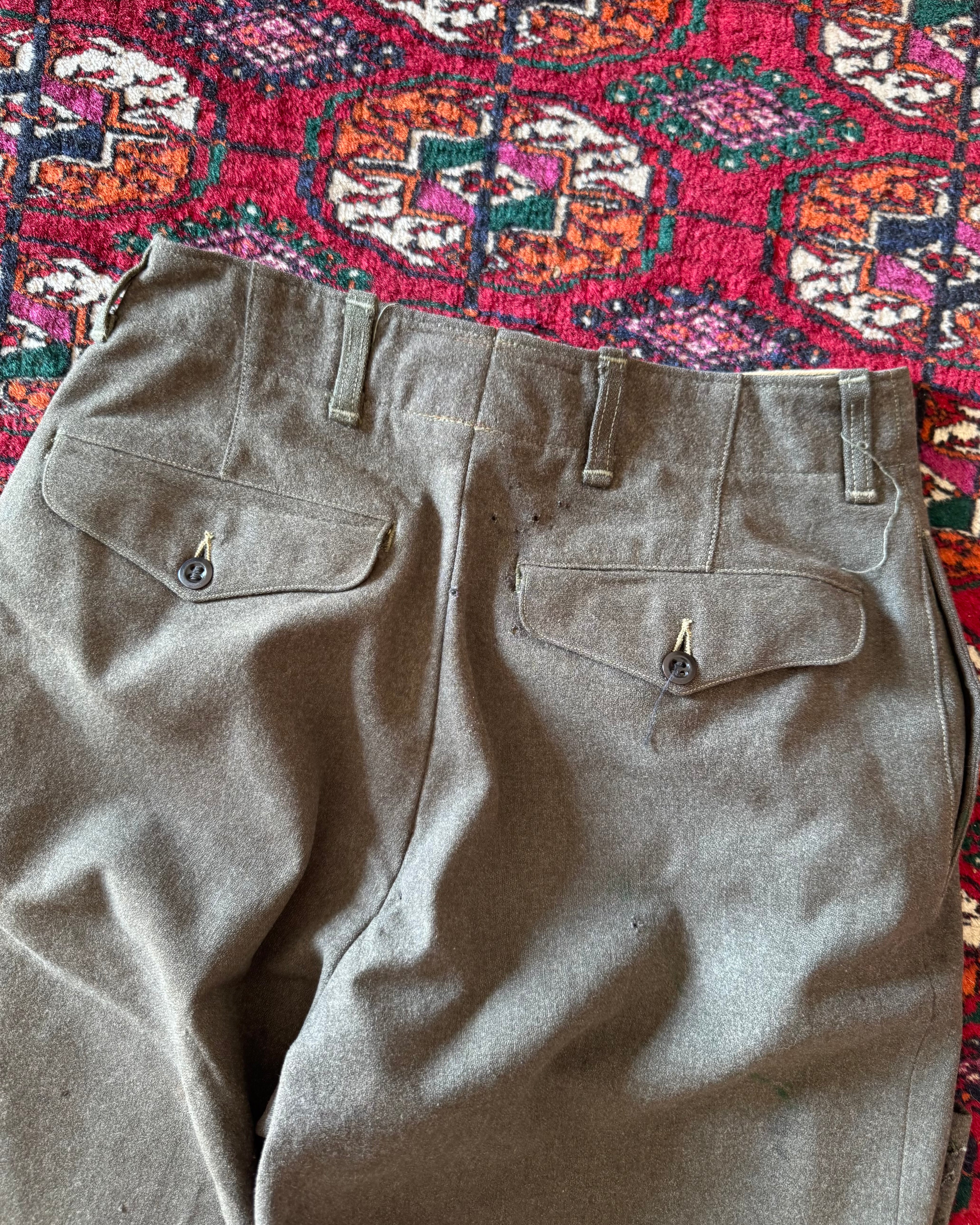 Vintage 1950s wool formal army trousers with pinhole