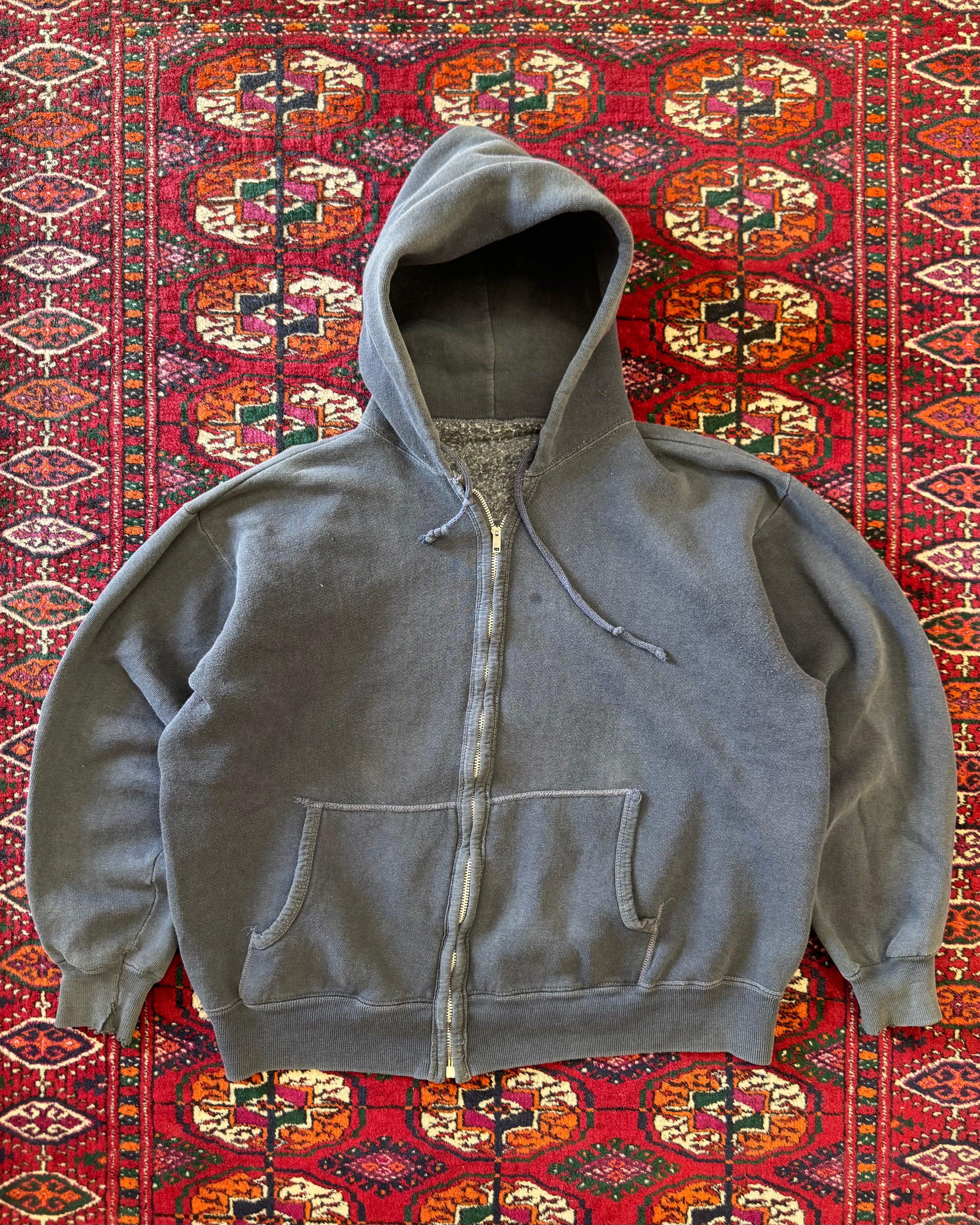 Vintage 1960s faded navy zip up hoodie ￼