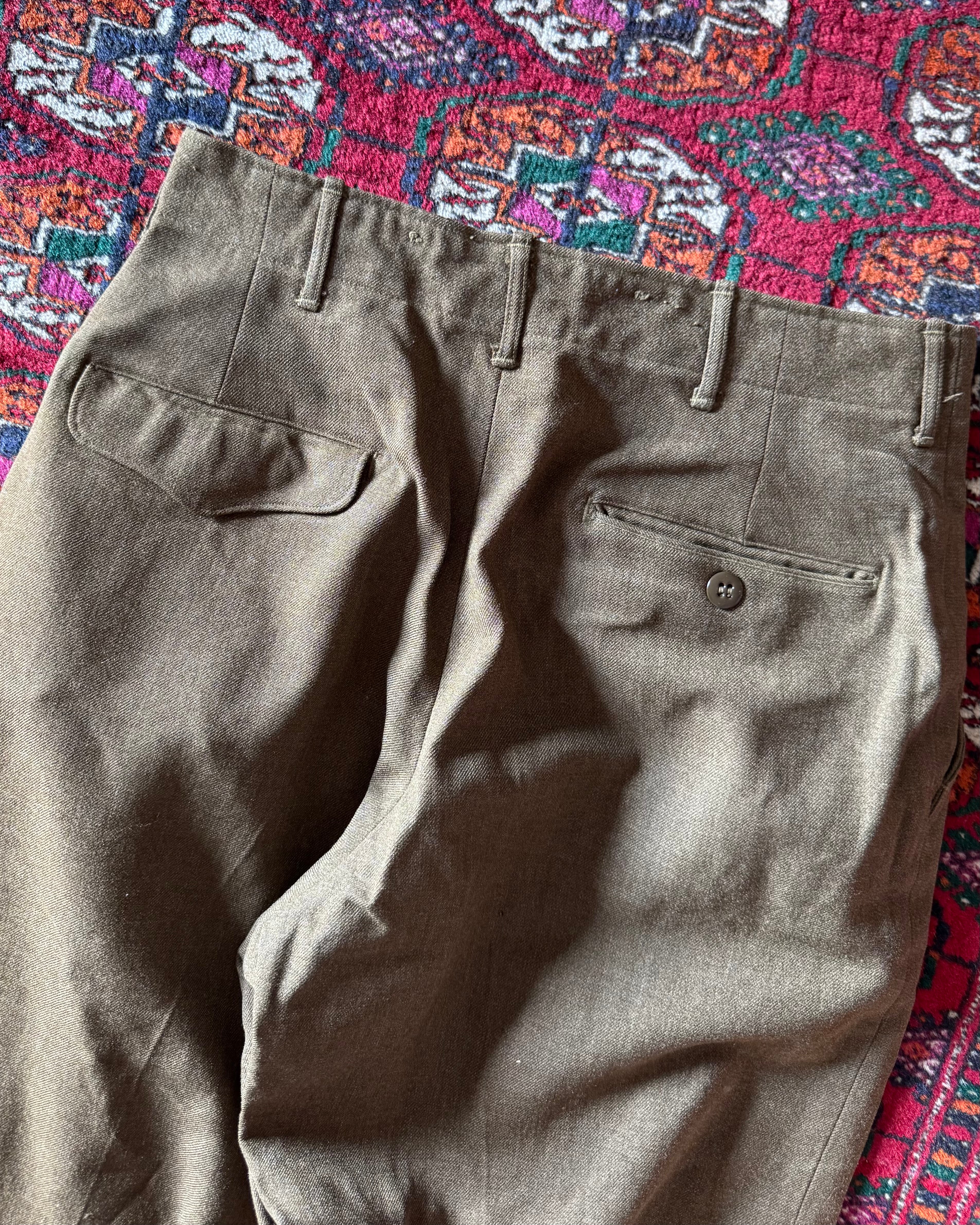 Vintage 1955 wool army baggy trousers