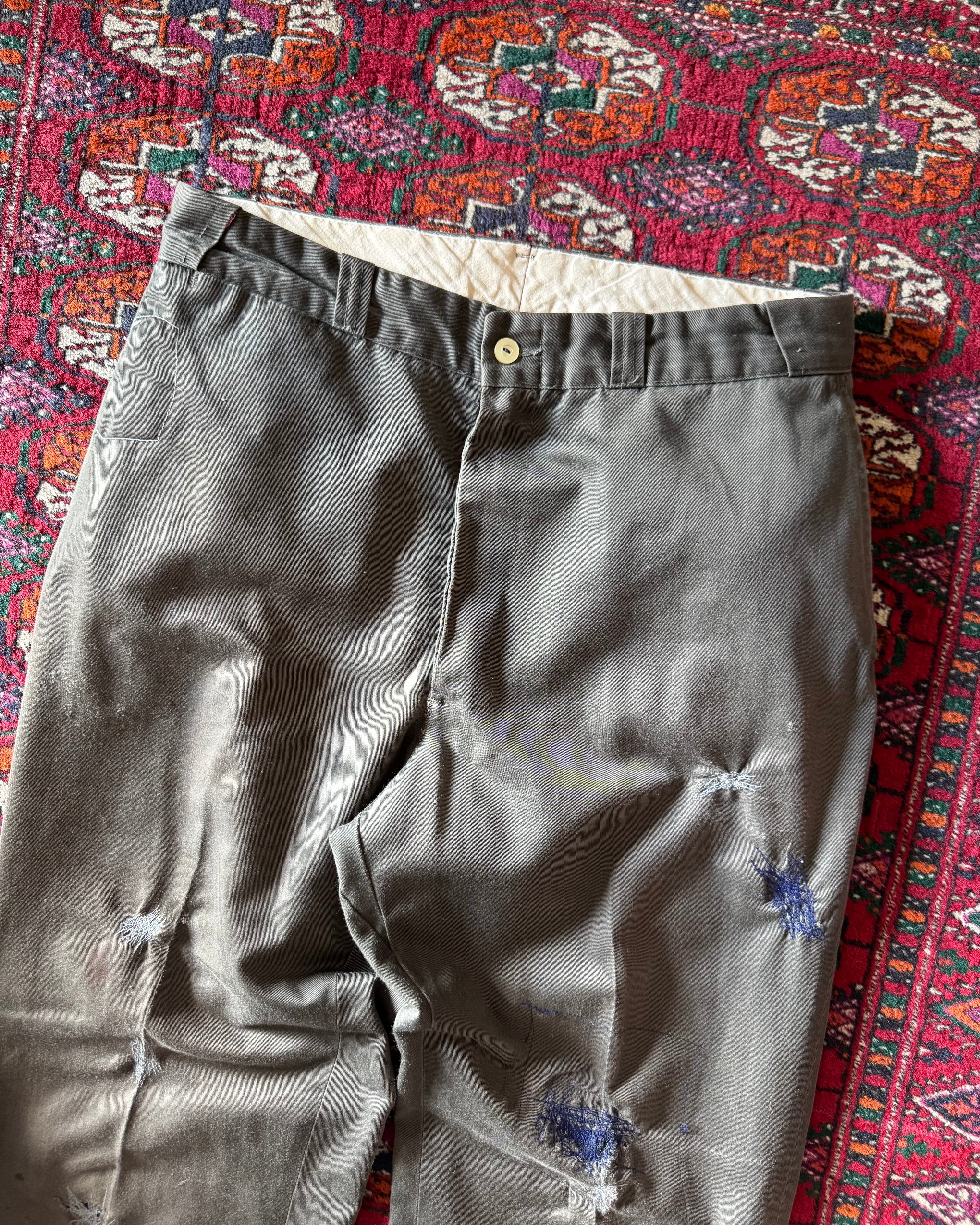 Vintage 1960s permanent press work pants with original repairs ￼