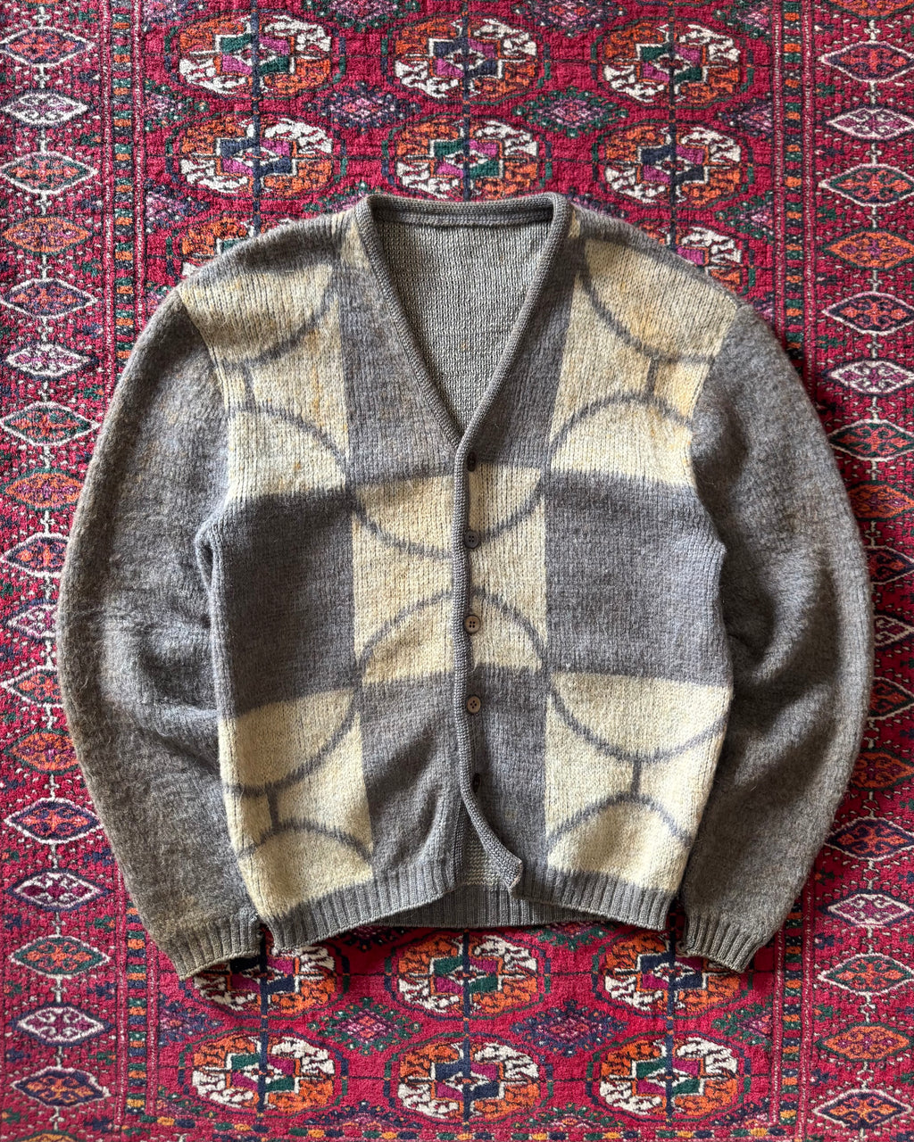 1960s blocked beat up mohair cardigan