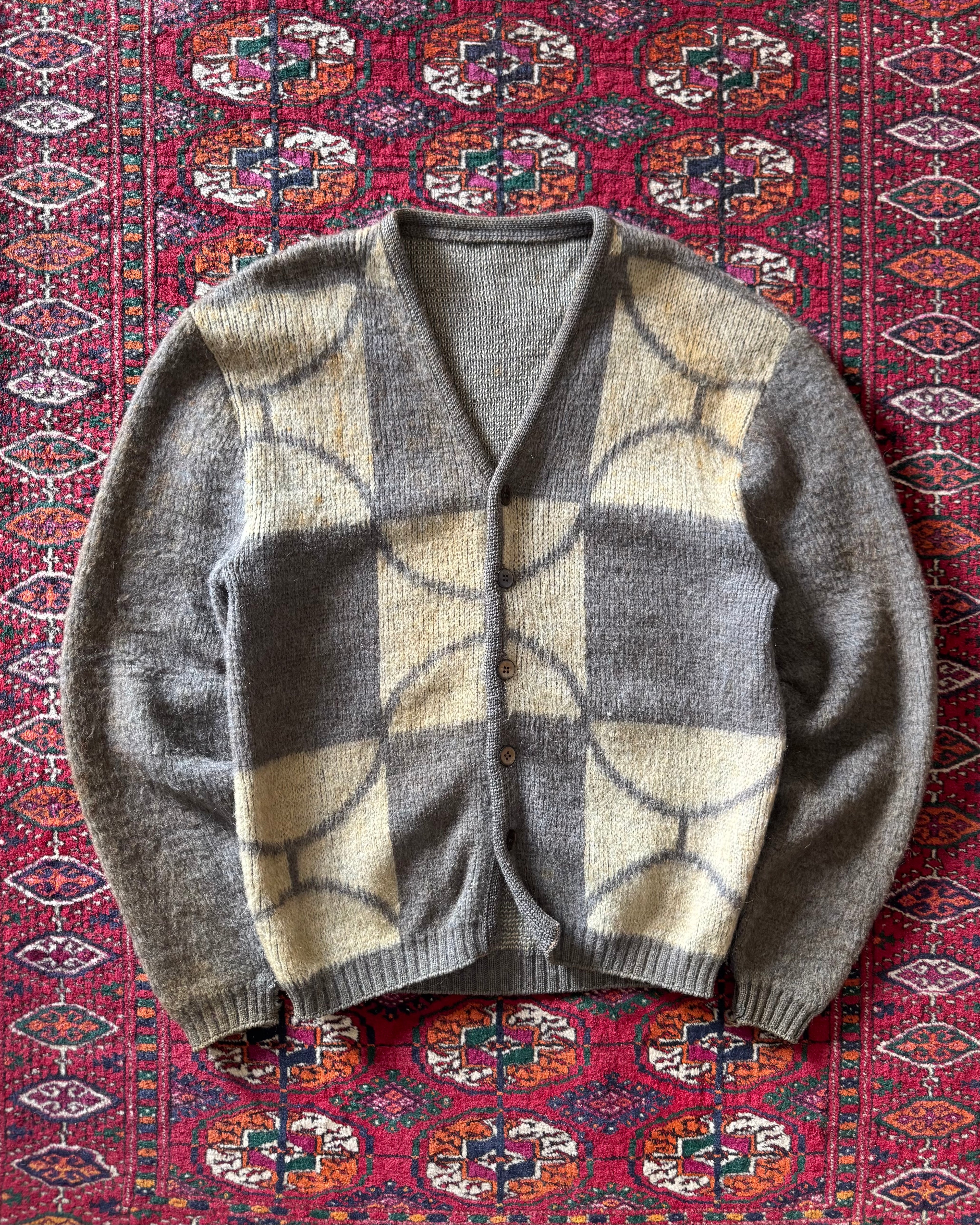 1960s blocked beat up mohair cardigan