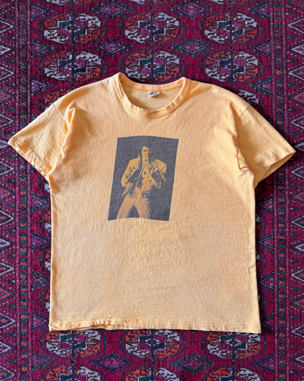 Vintage 1960s/70s Elvis Presley Russell athletic yellow photo print T-shirt