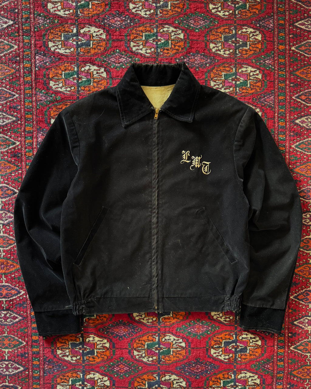 1960s black velvet rockabilly jacket with custome embroidery