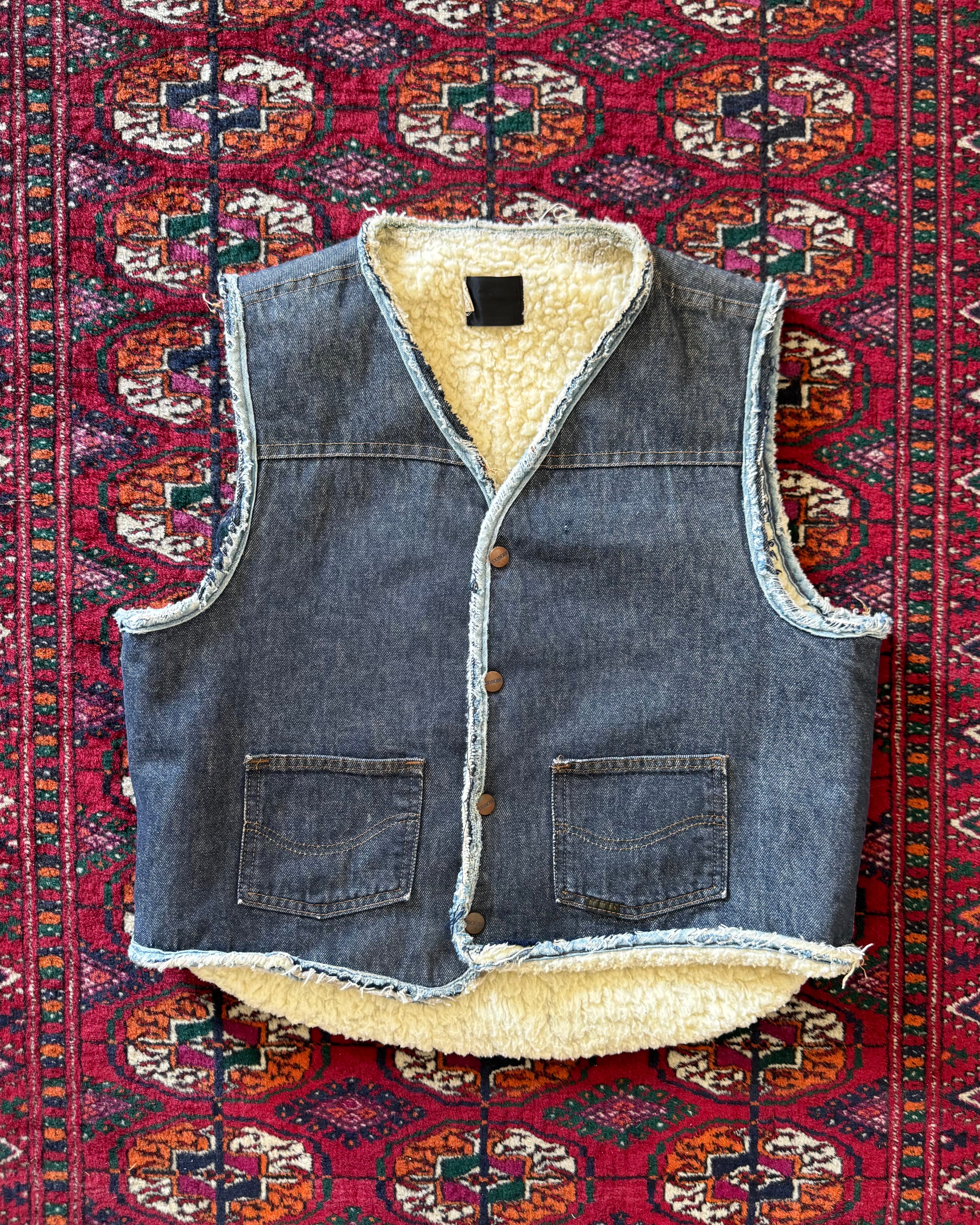 1970s Sears & Roebucks company denim Sherpa vest