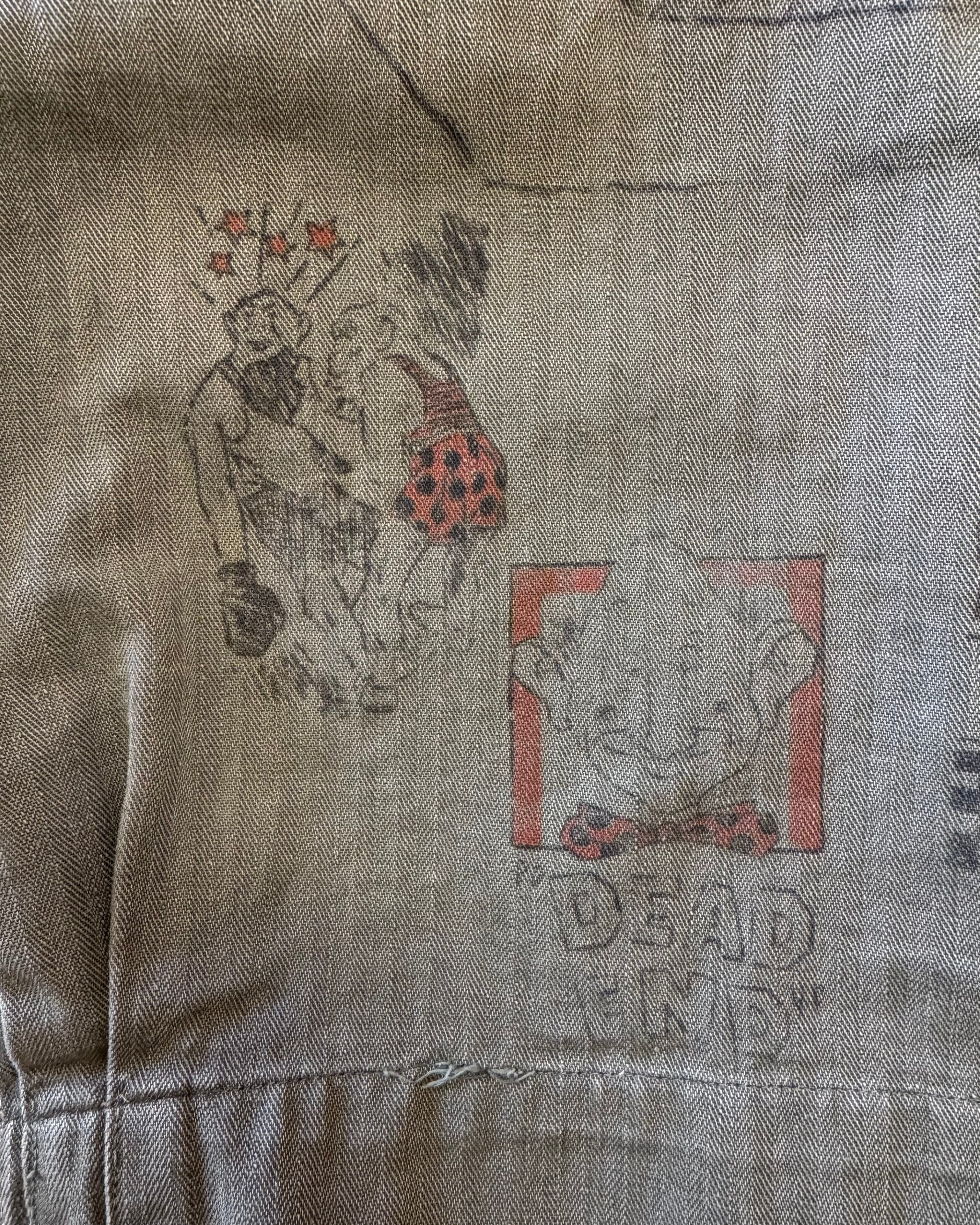 Vintage World War II era, donut button, HBT custom drawn senior jacket  ￼