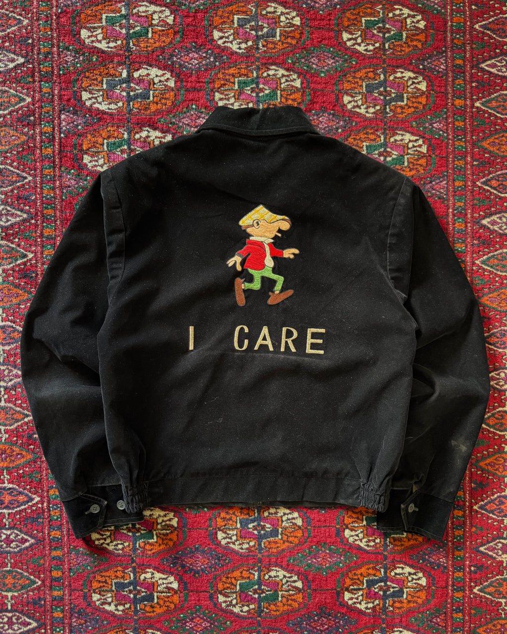 1960s black velvet rockabilly jacket with custome embroidery