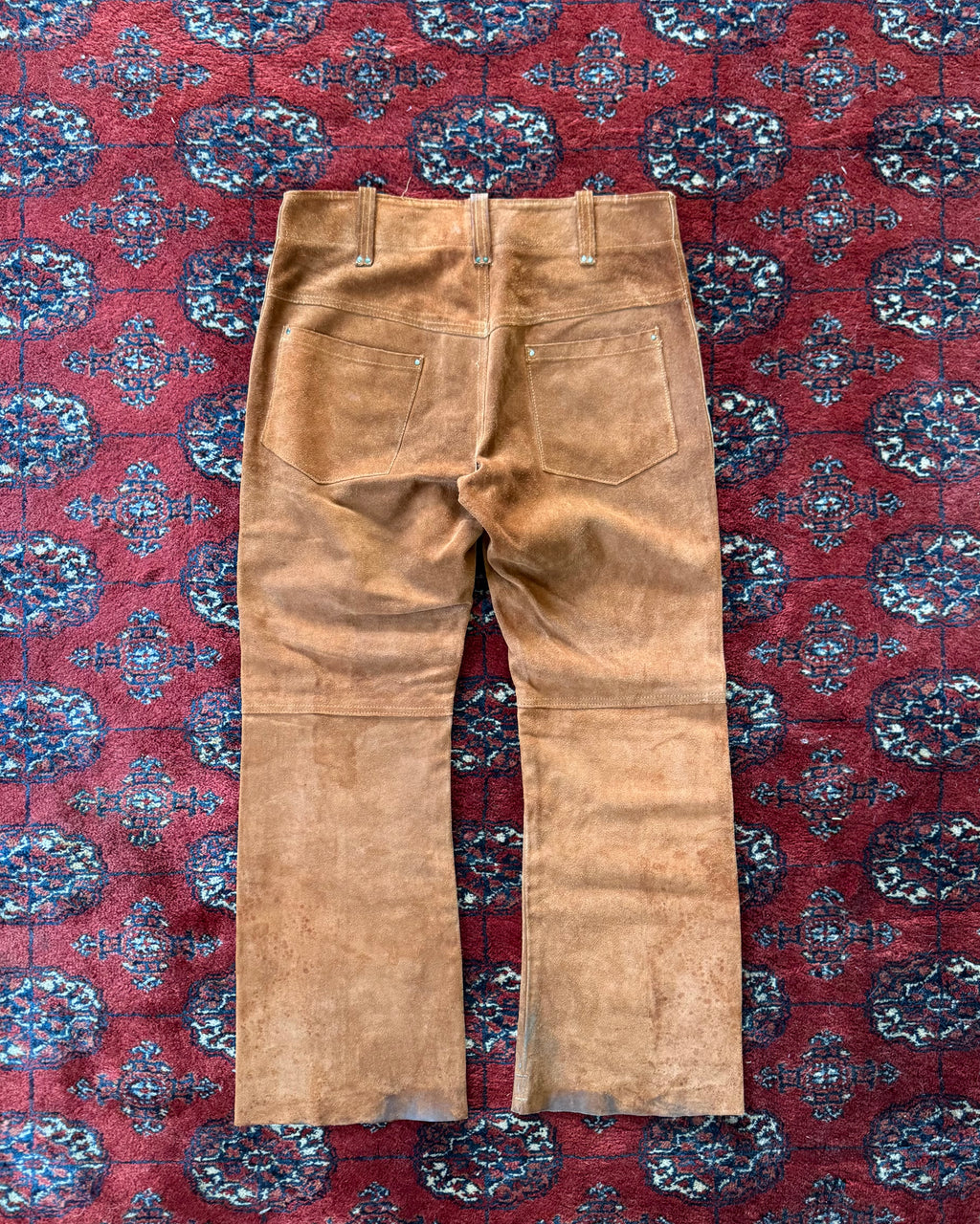 1970s suede leather bootcut welding pants