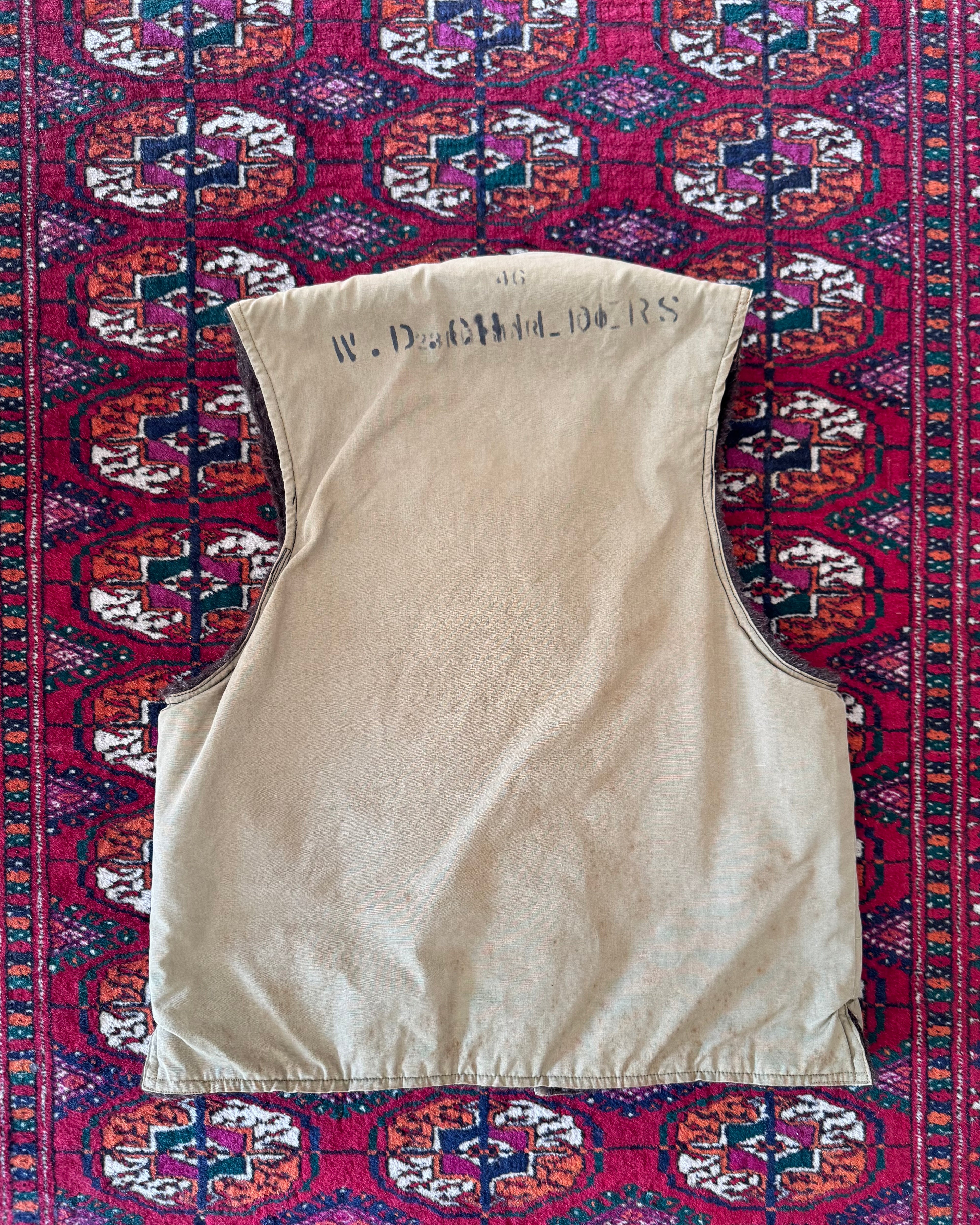 Vintage 1960s/50s Demotex alpaca lined stencil vest ￼￼