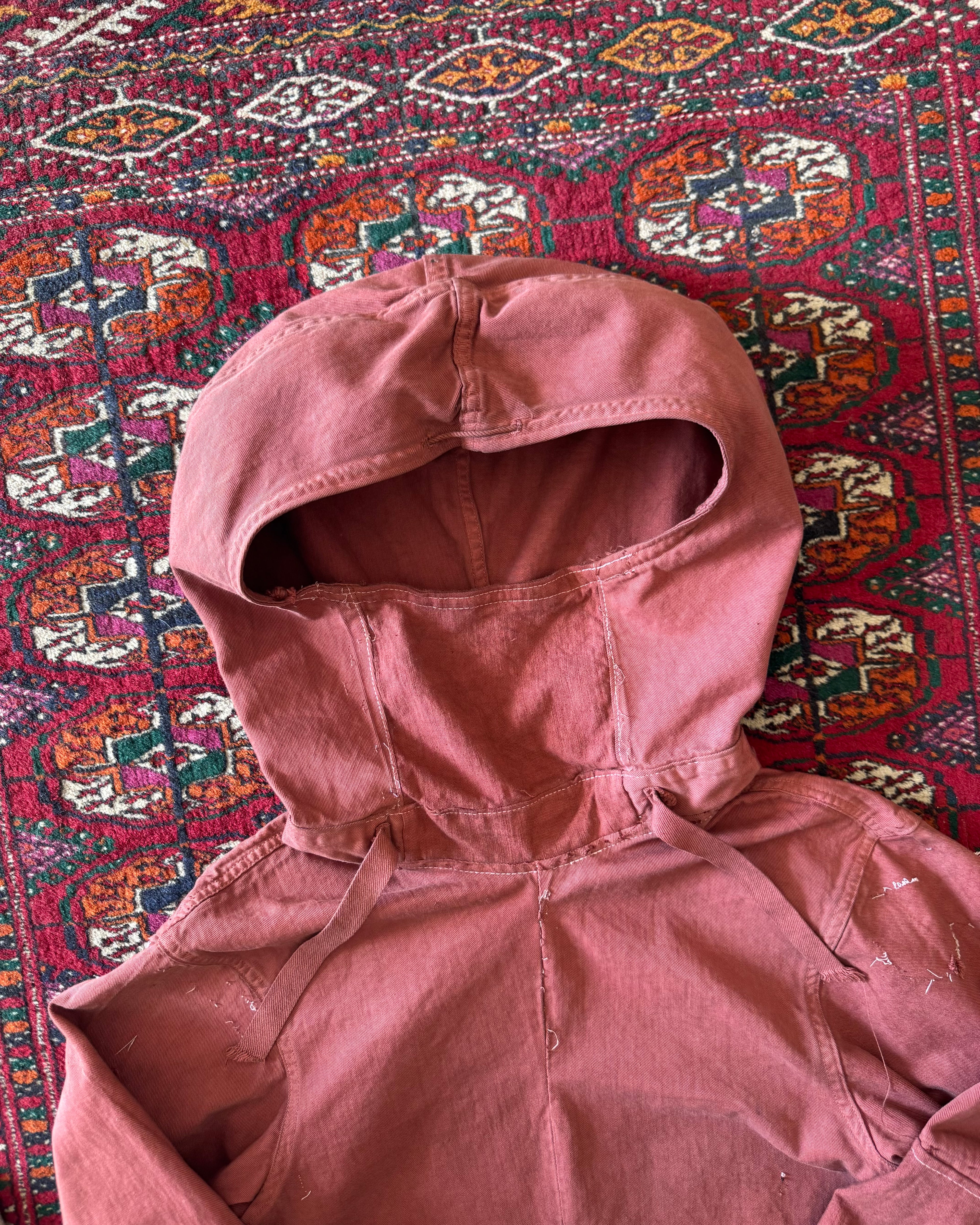 Vintage World War II anorak gunner smock hoodie with original owner alterations ￼