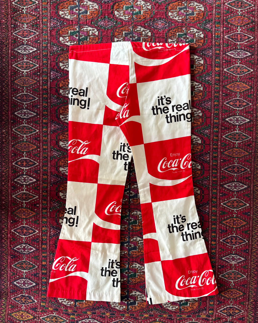 Vintage 1970s Coca-Cola promotional drawstring flares