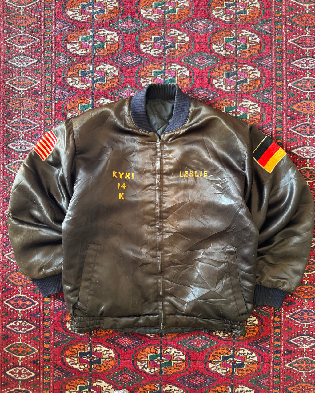 1989 Brooklyn, New York German souvenir satin jacket￼