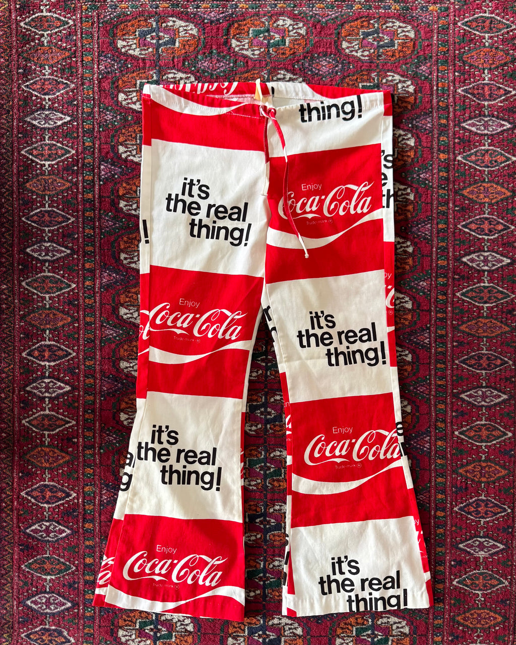 Vintage 1970s Coca-Cola promotional drawstring flares