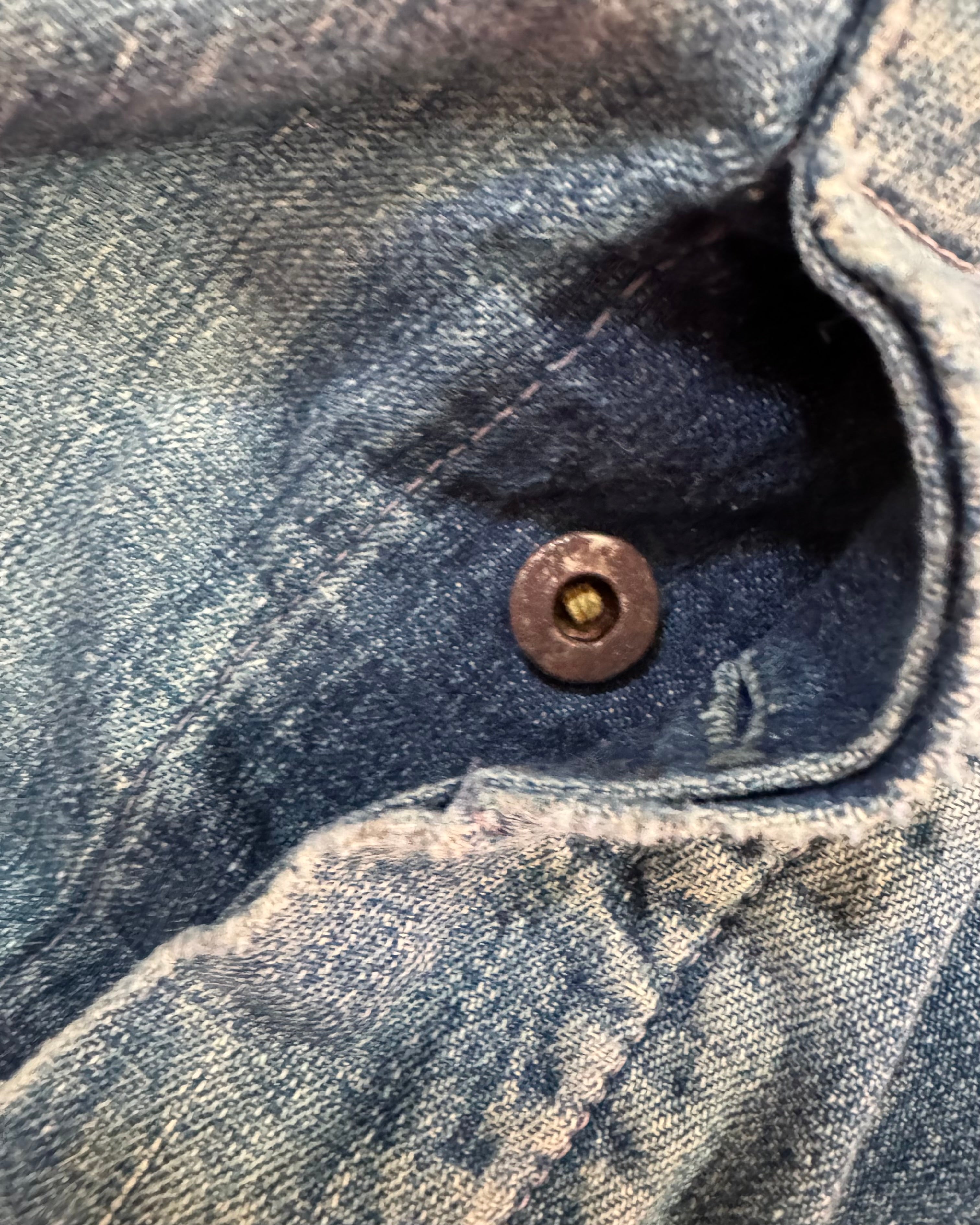 Vintage 1940s/50s sanforized “BIG DAD” denim overalls altered by OG owner to be worn as pants ￼