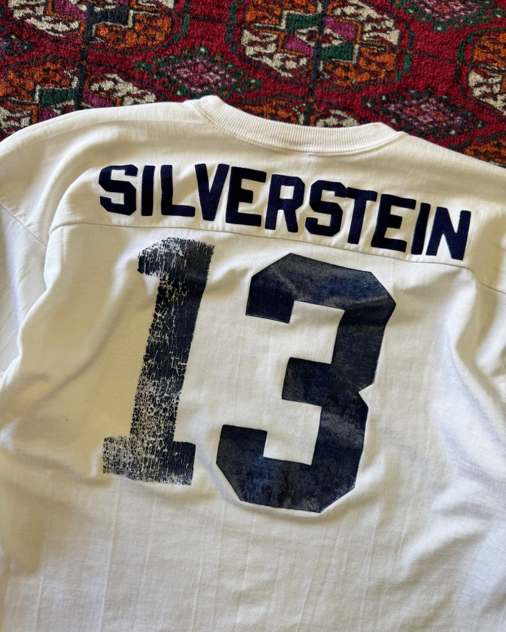 Vintage 1970s champion blue bar Silverstein football jersey