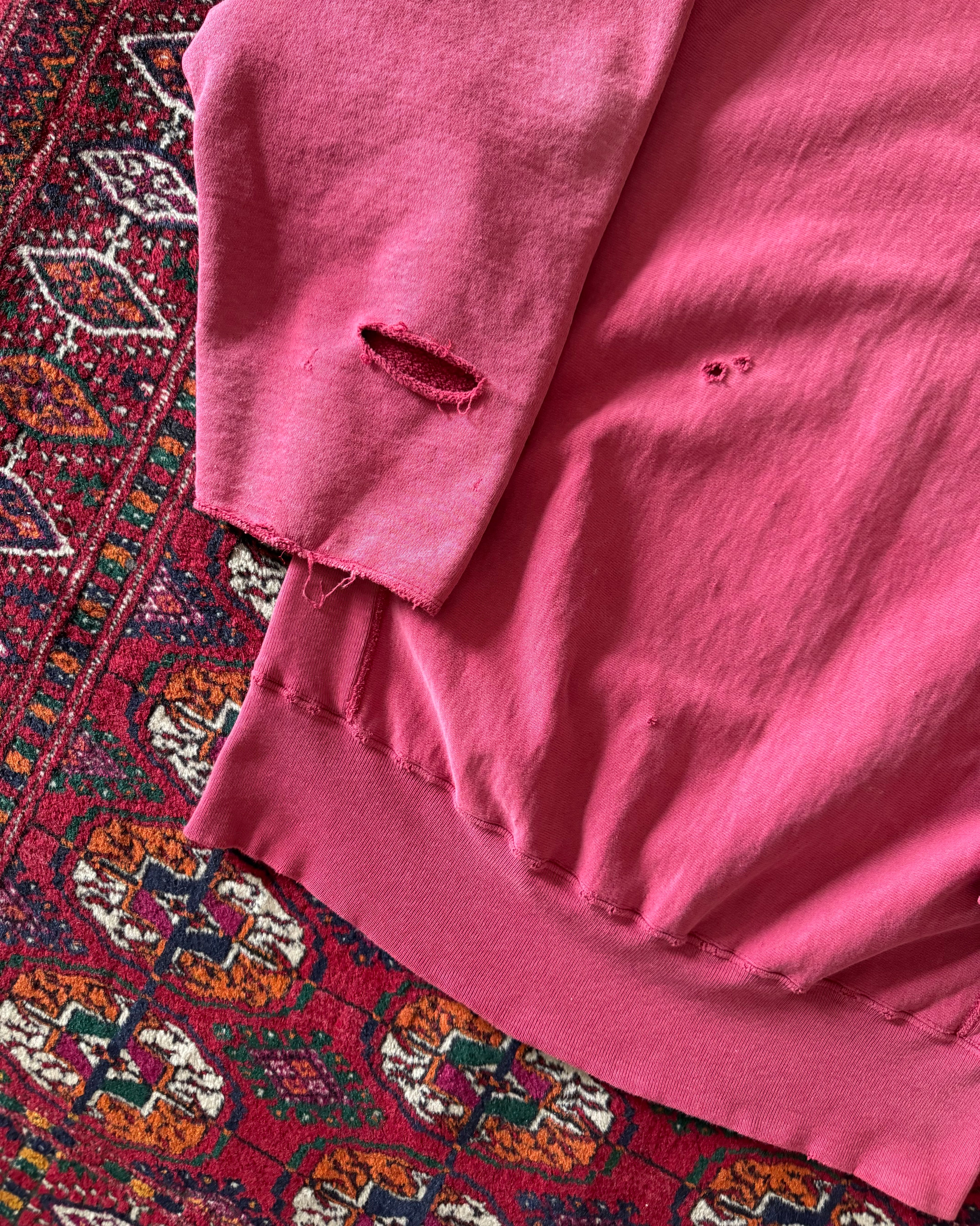 Vintage 1980s/90s faded distressed red champion reverse we cut off￼