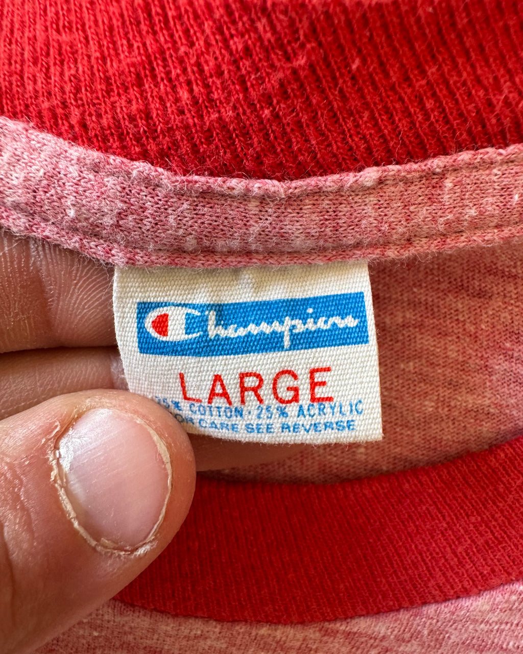 Vintage champion blue bar, Cameron College ringer T-shirt