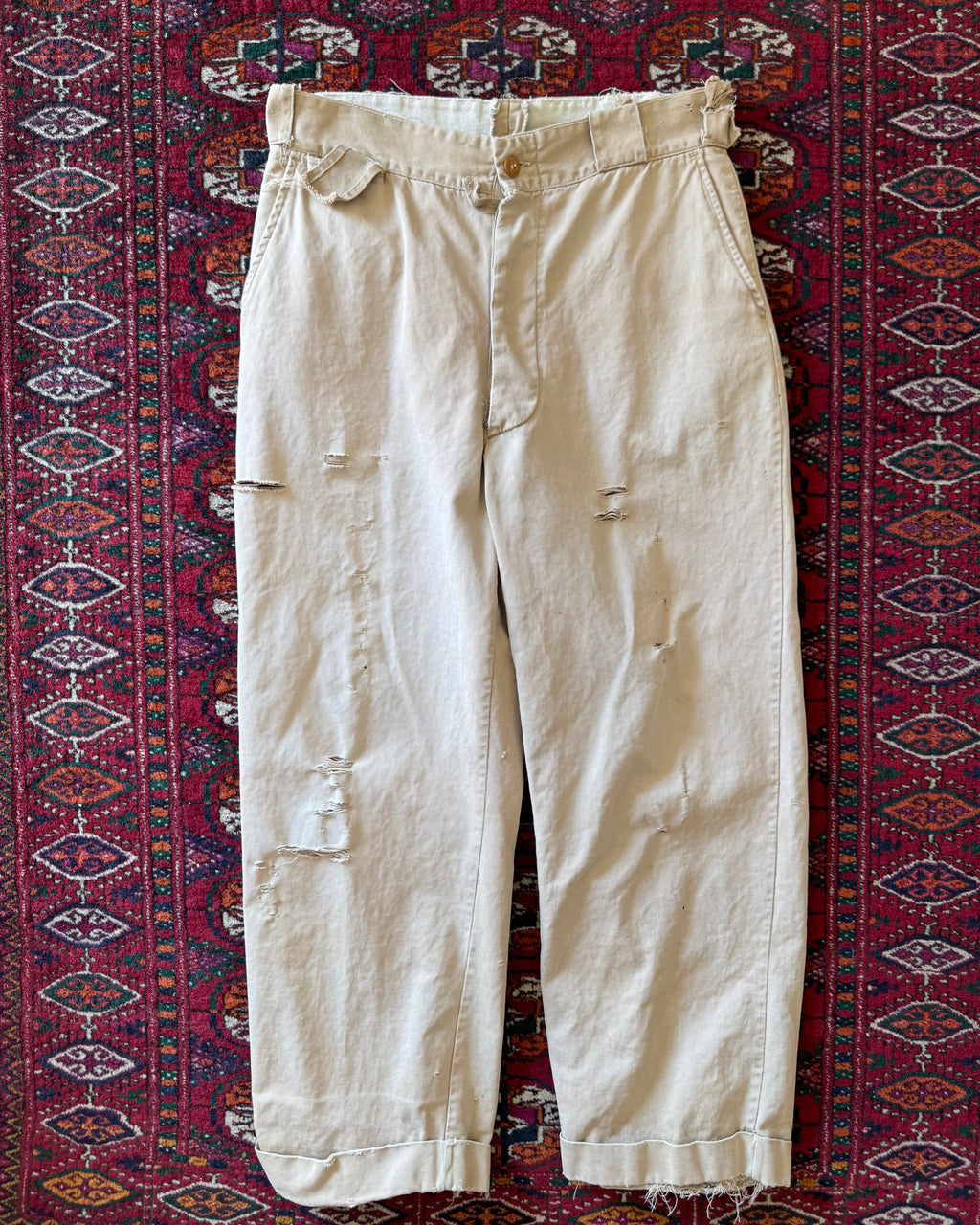 1950s distressed army khakis