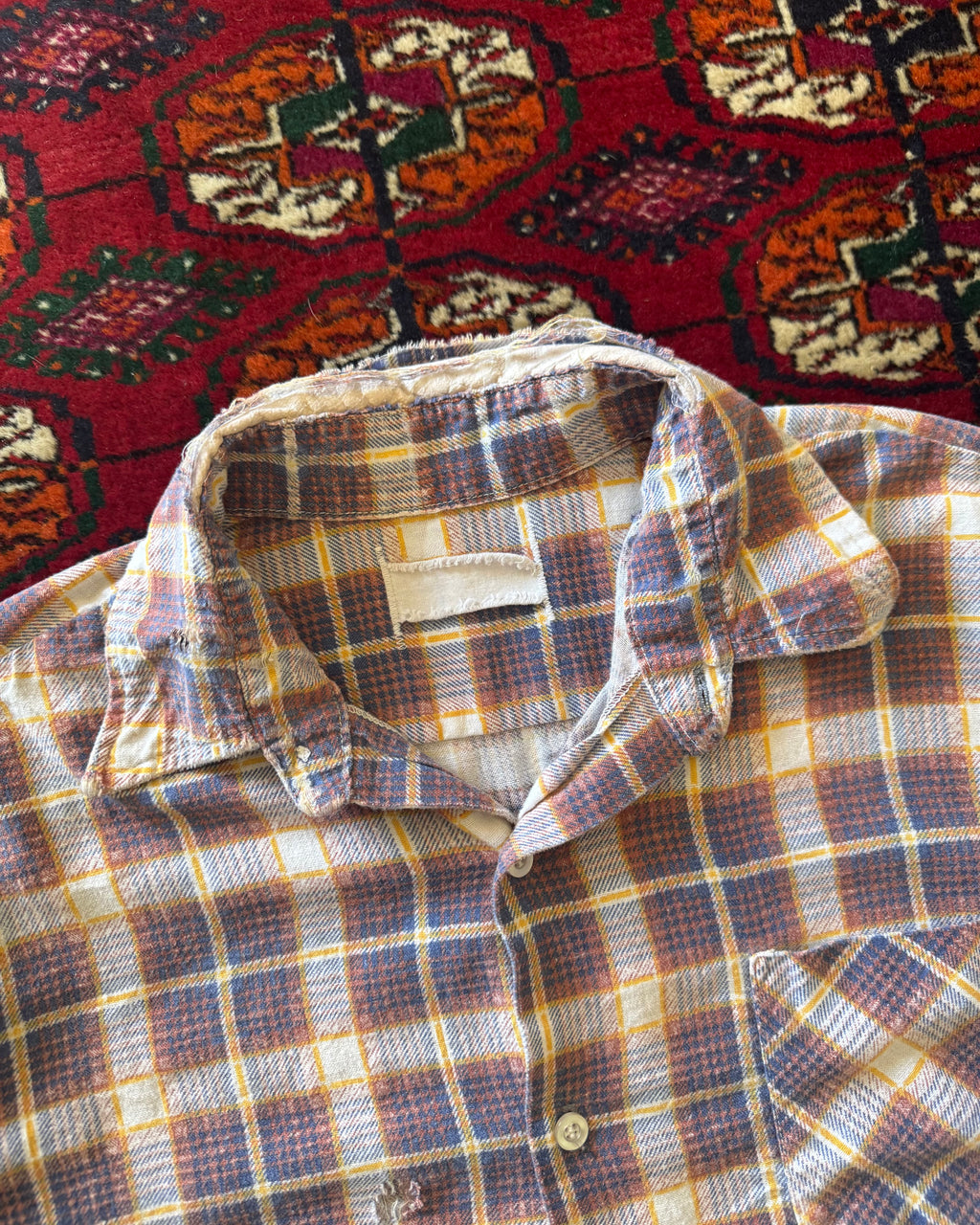 1970s distressed cotton print flannel
