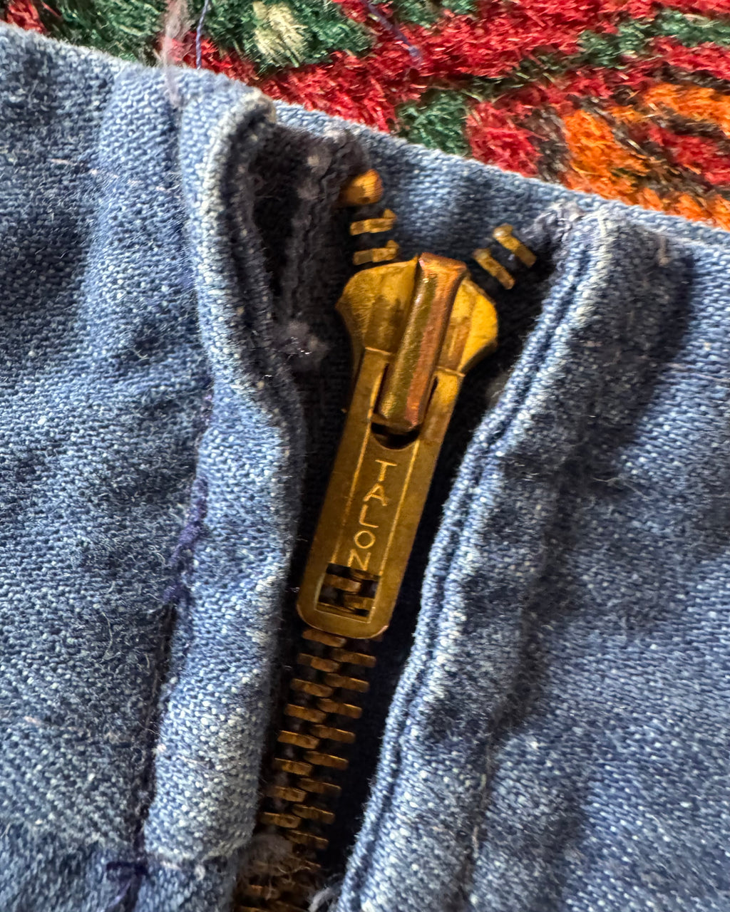 Vintage 1960s denim double zipper skirt