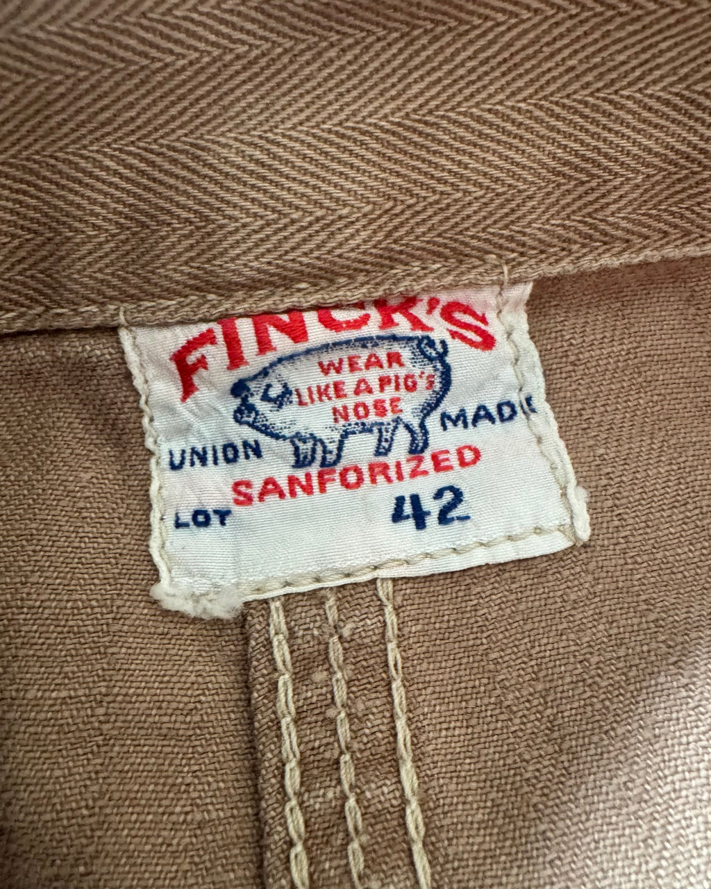 1950s Fincks Beige HBT chore coat with chainstitch