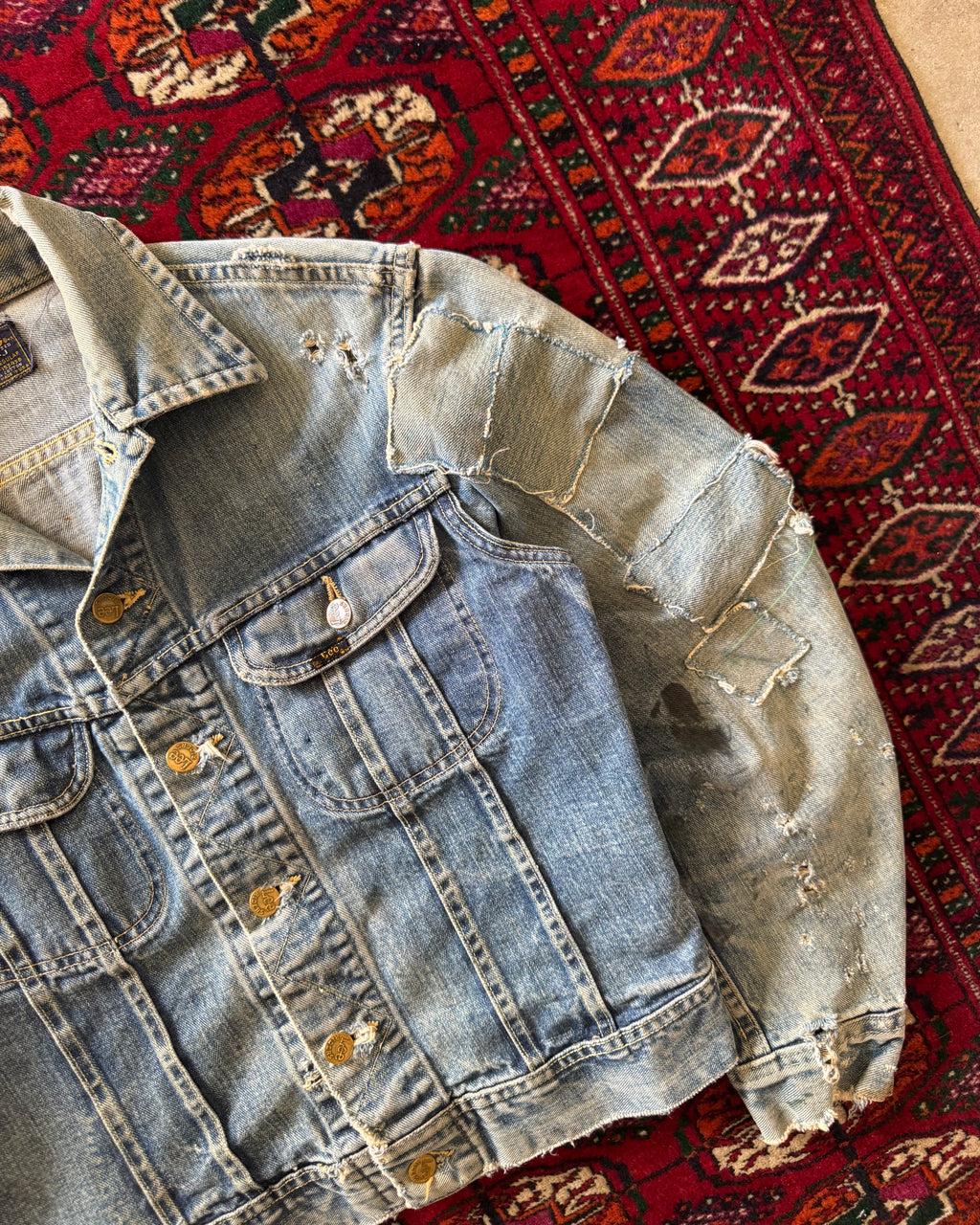 1960s Lee 101-J distressed farmhouse repaired jacket