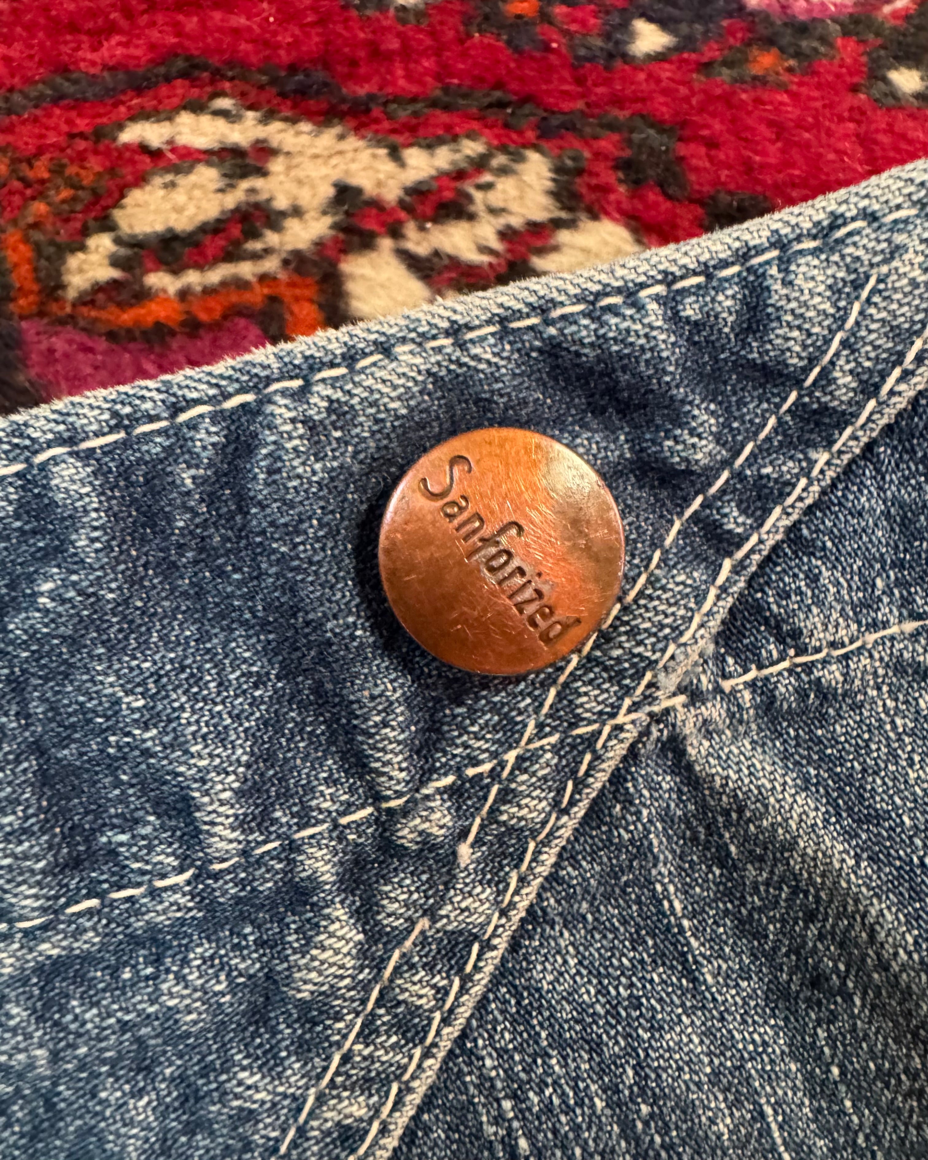 Vintage 1940s/50s sanforized “BIG DAD” denim overalls altered by OG owner to be worn as pants ￼