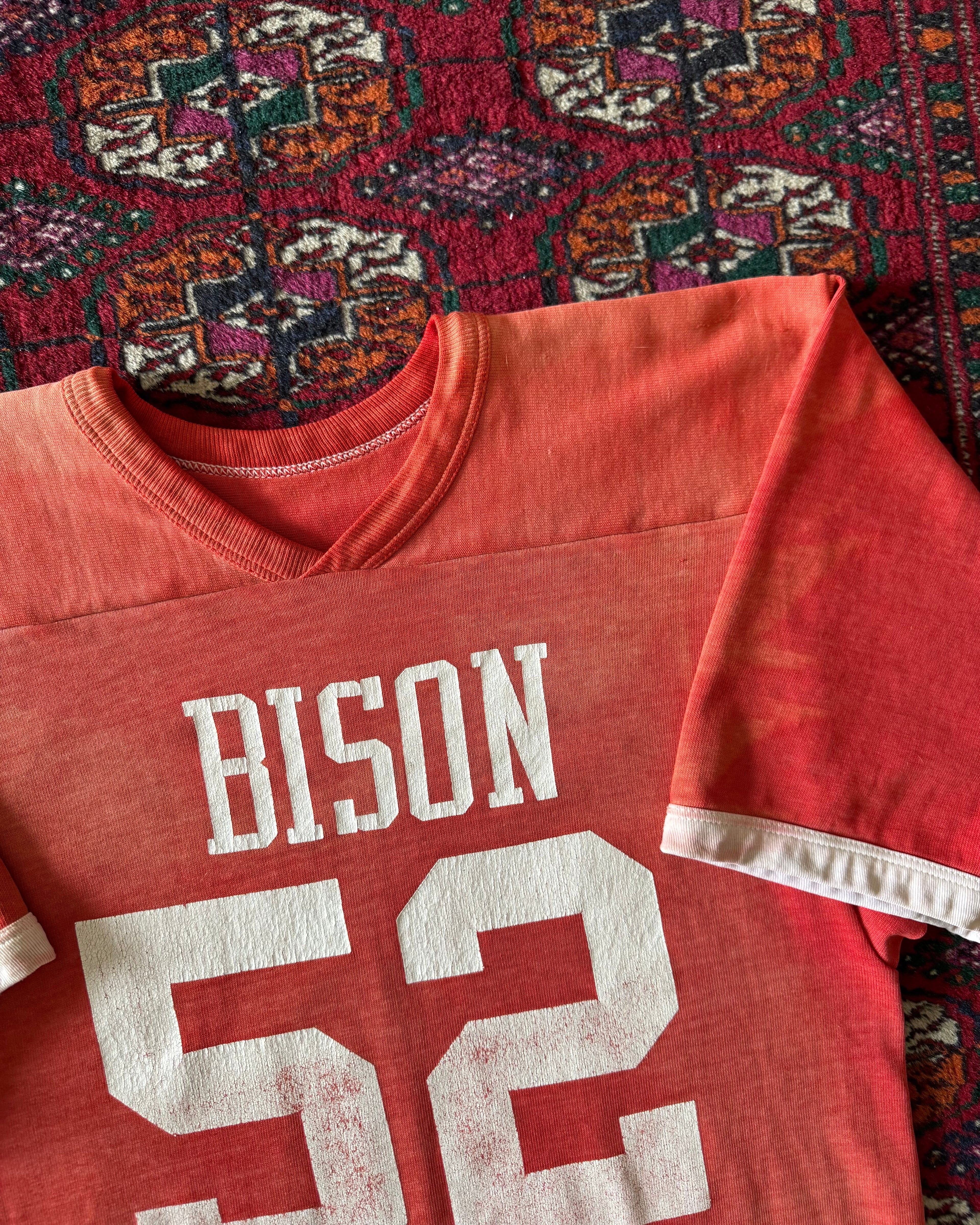 Vintage 1960s perfectly faded “bison 52“ red cotton jersey ￼