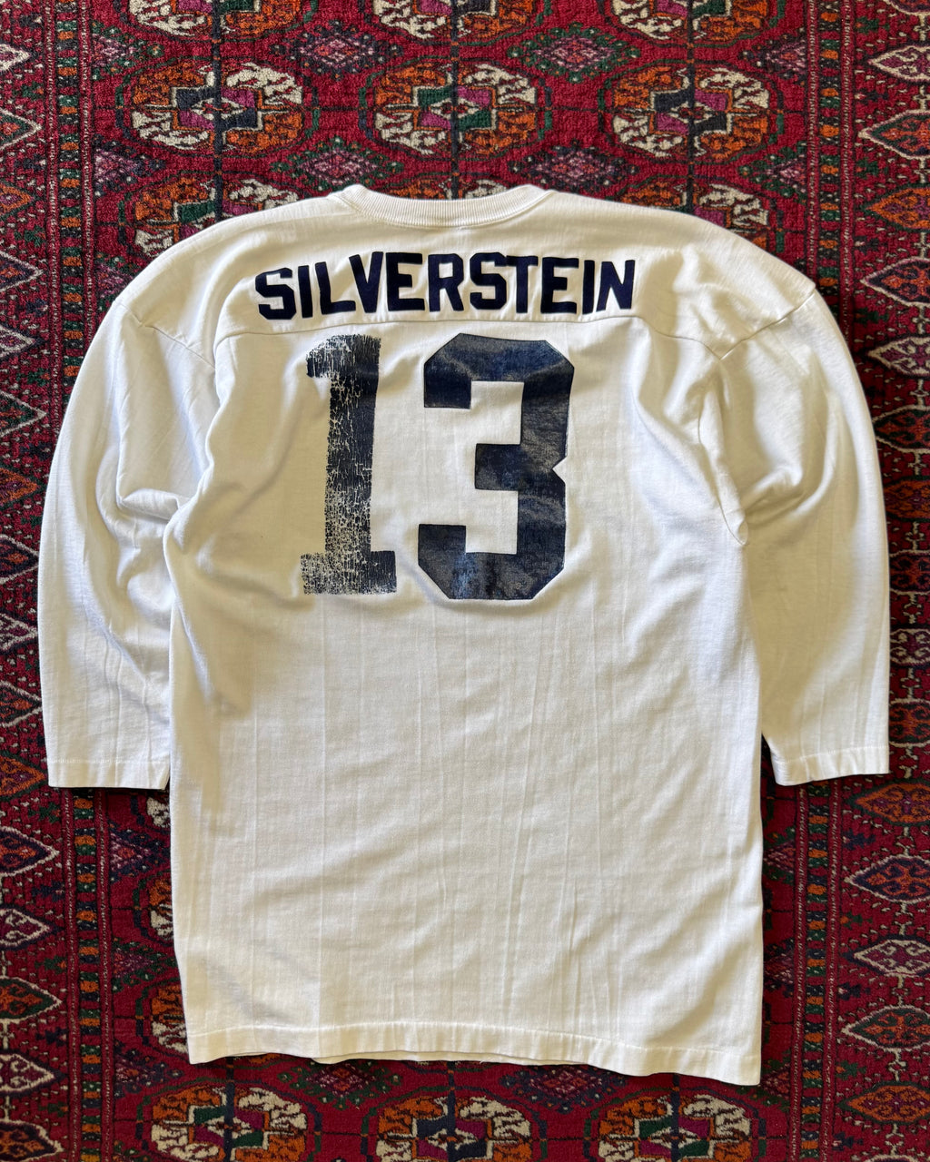 Vintage 1970s champion blue bar Silverstein football jersey