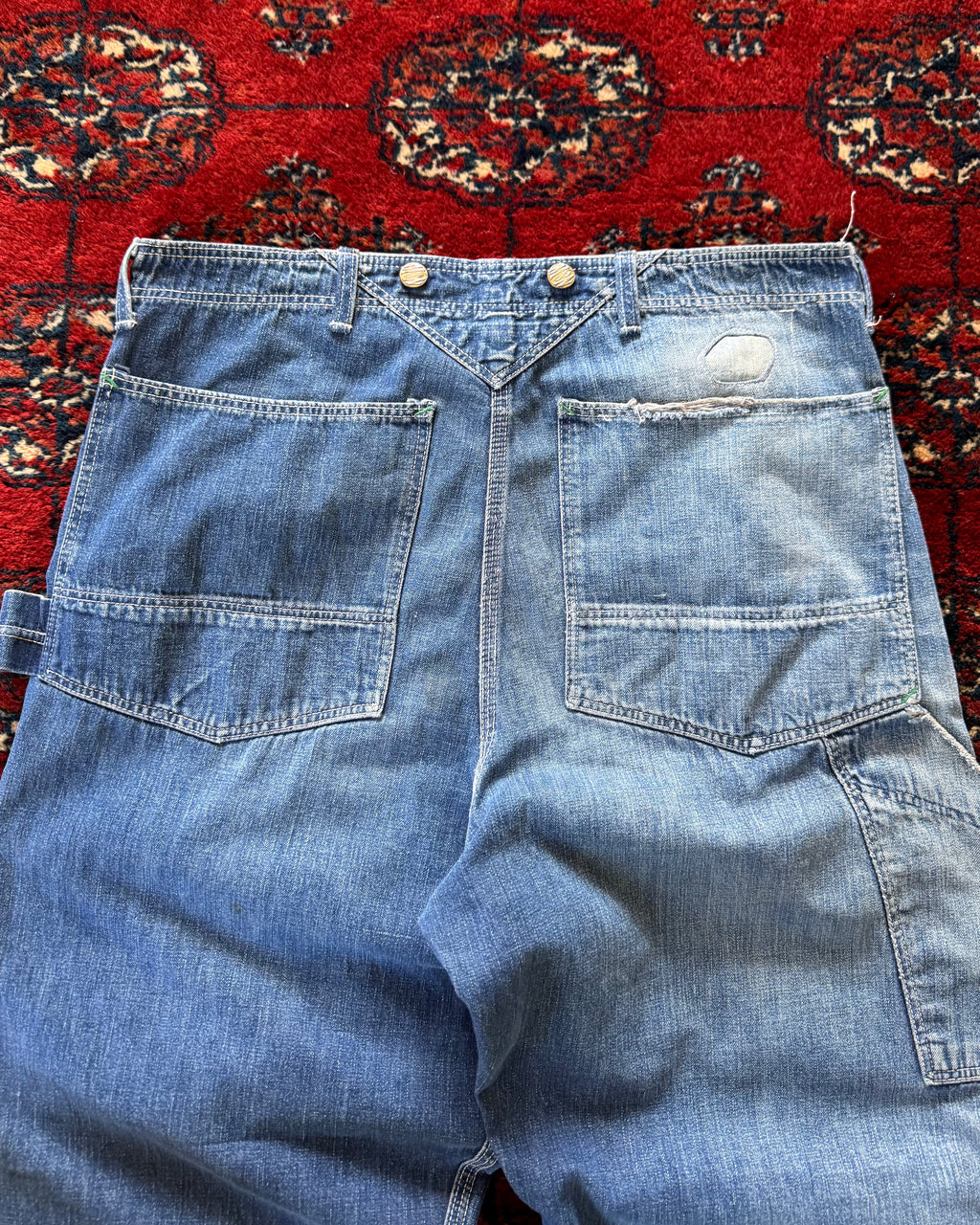 1940s N&W denim farmhouse repaired work pants